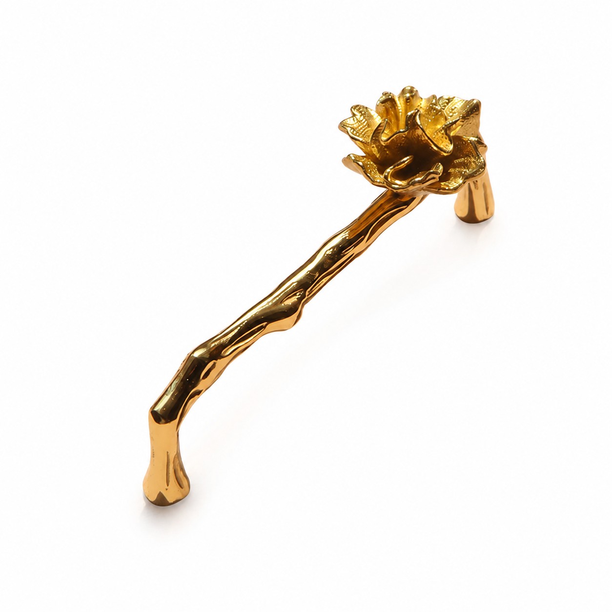 Folded flower brass cabinet handle with 5.0 inch and 12.8 centimeter center to center mounting