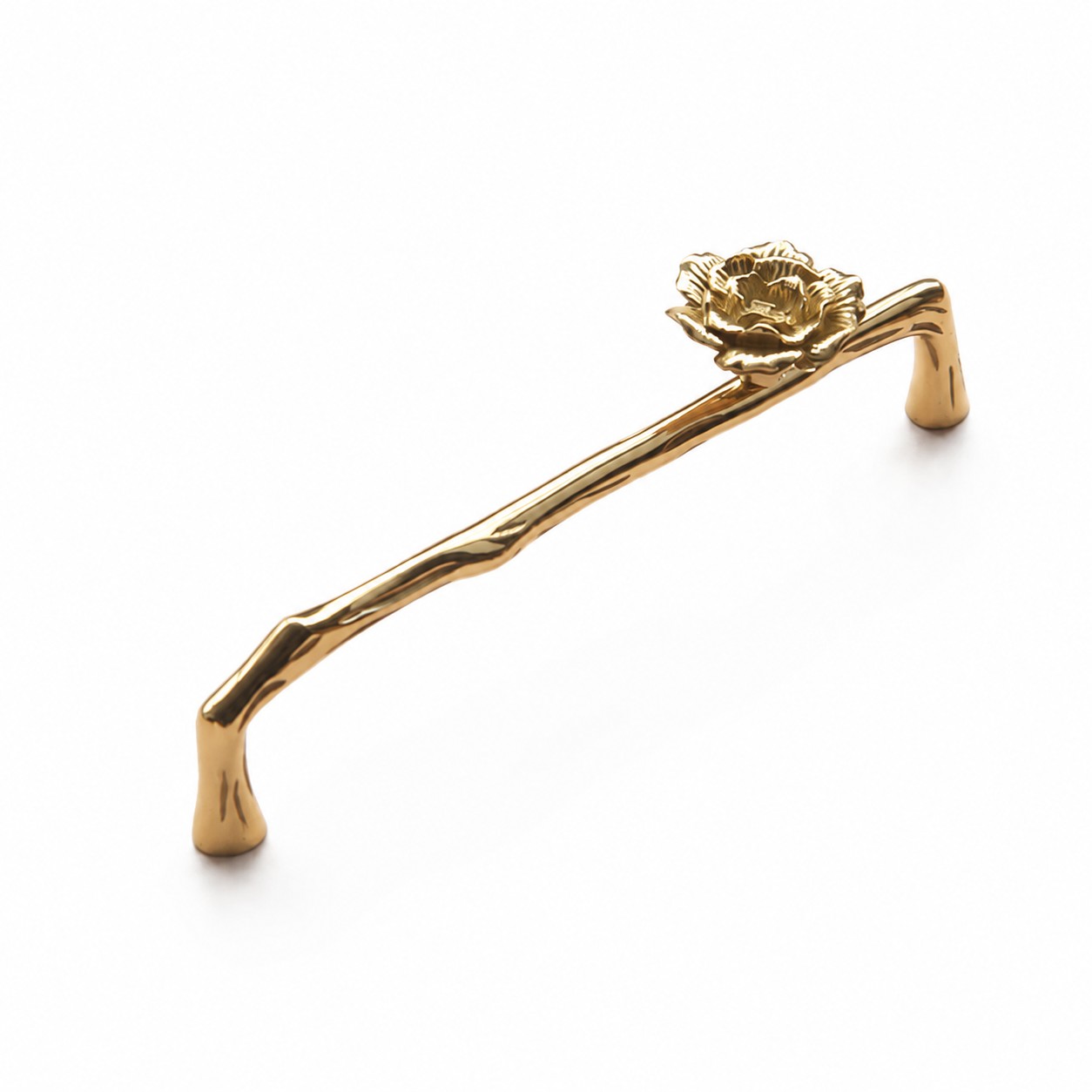 Rose brass cabinet handle with 6.3 inch and 16.0 centimeter center to center mounting