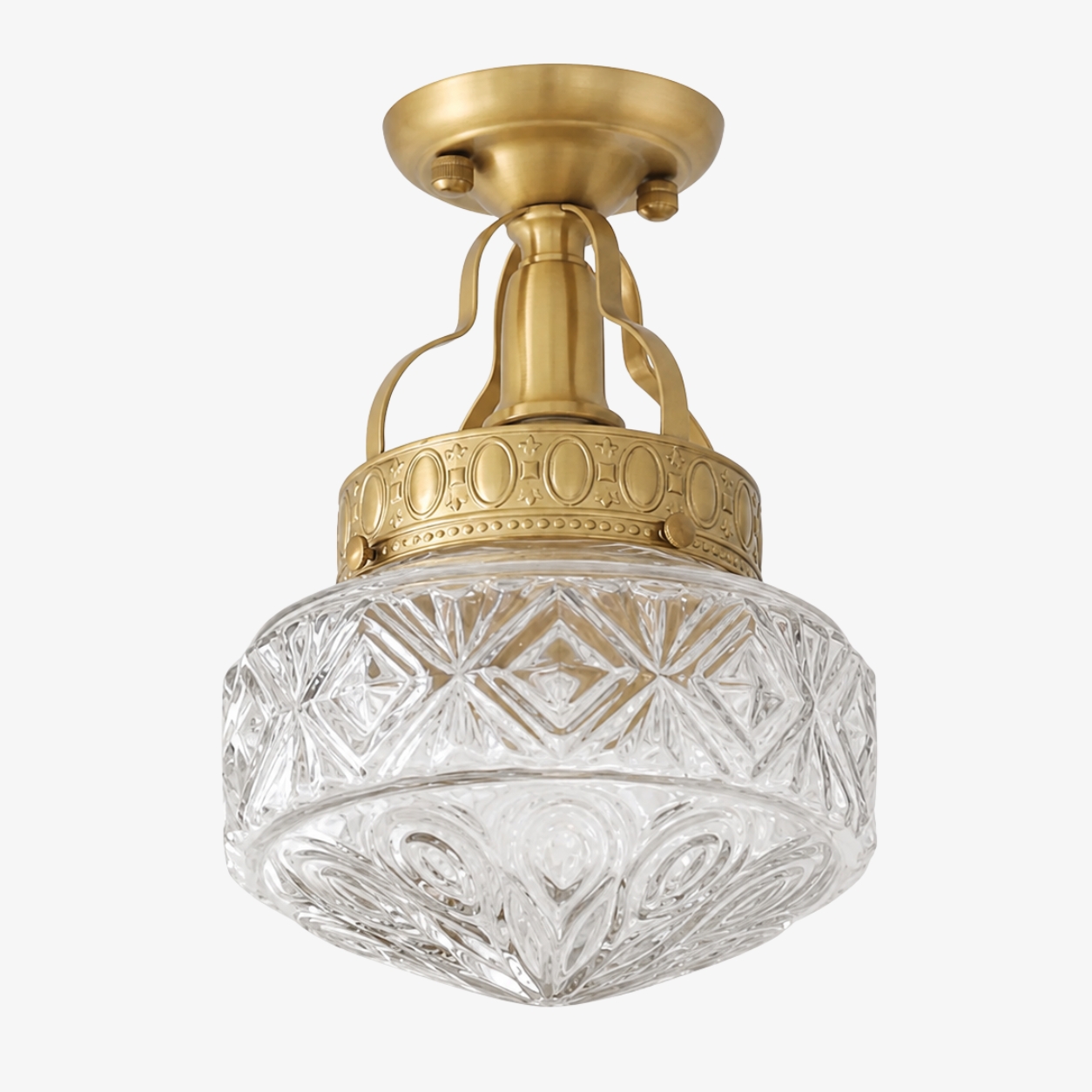 Clear Glass embossed glass Art Deco ceiling light