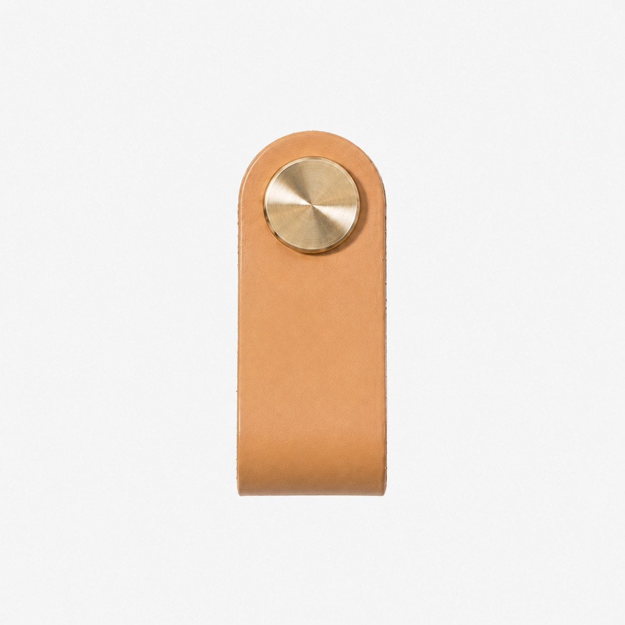 Khaki Single Hole cowhide leather and brass cabinet pull handle