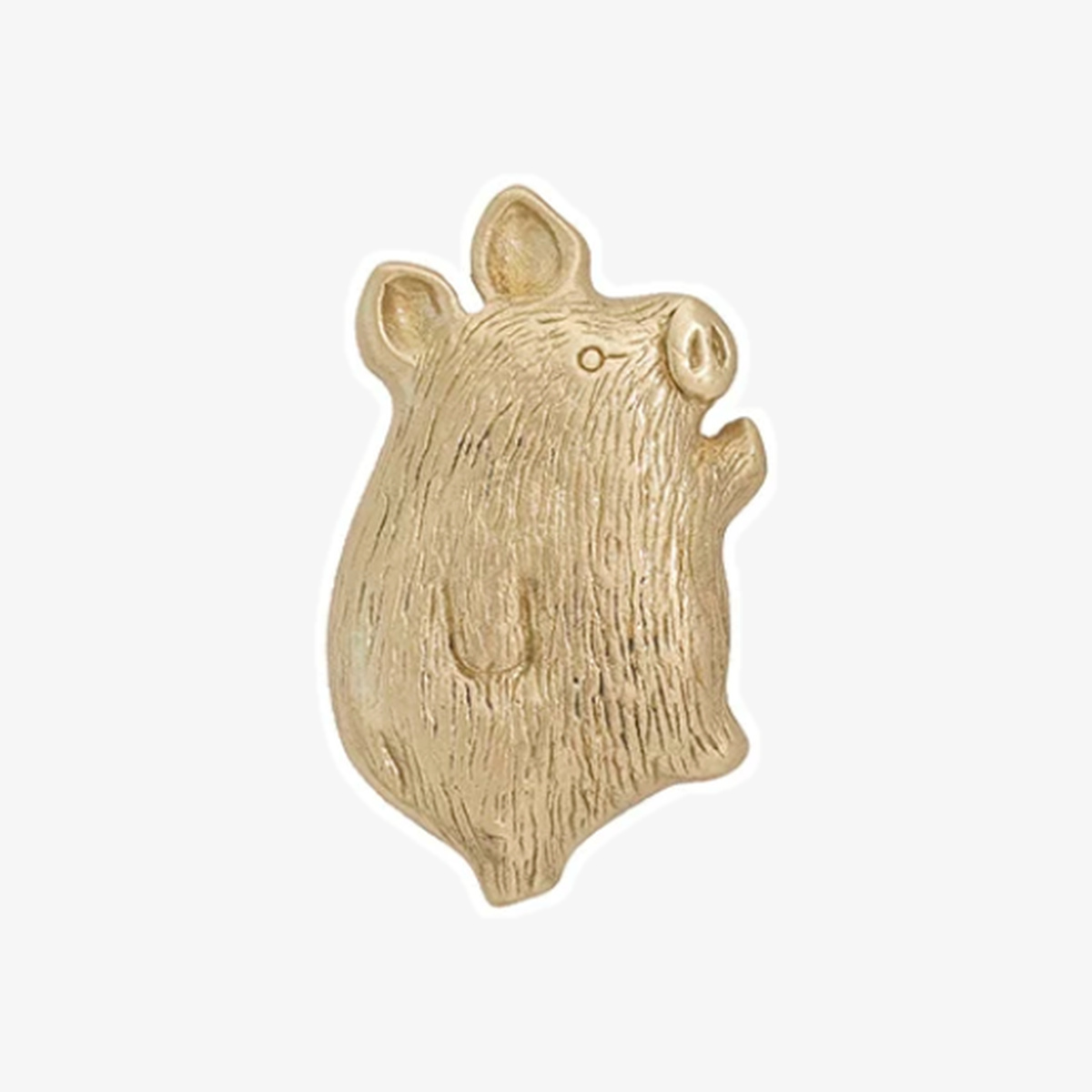 Pig Size A brass animal cabinet knob