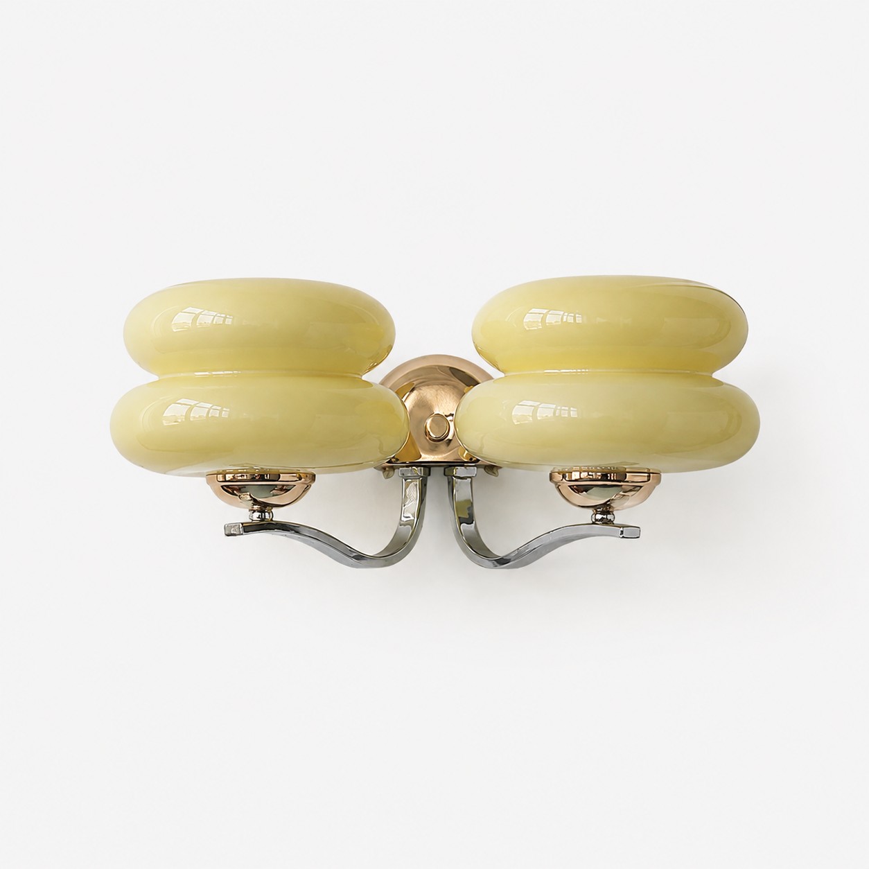 Beige / 2 Heads milk glass wall sconce