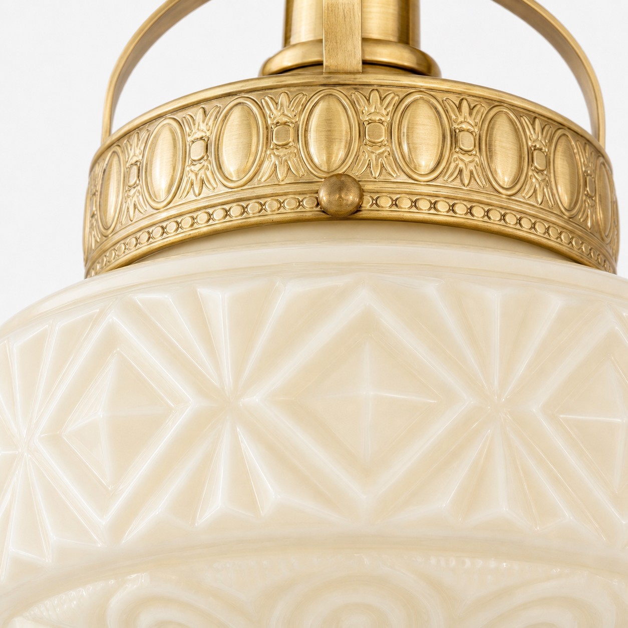 Pressed Glass Texture detail on embossed glass ceiling light