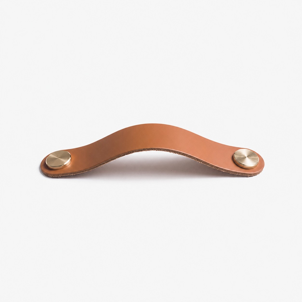 Caramel Double Hole Double Hole 19.6 cm cowhide leather and brass cabinet pull handle