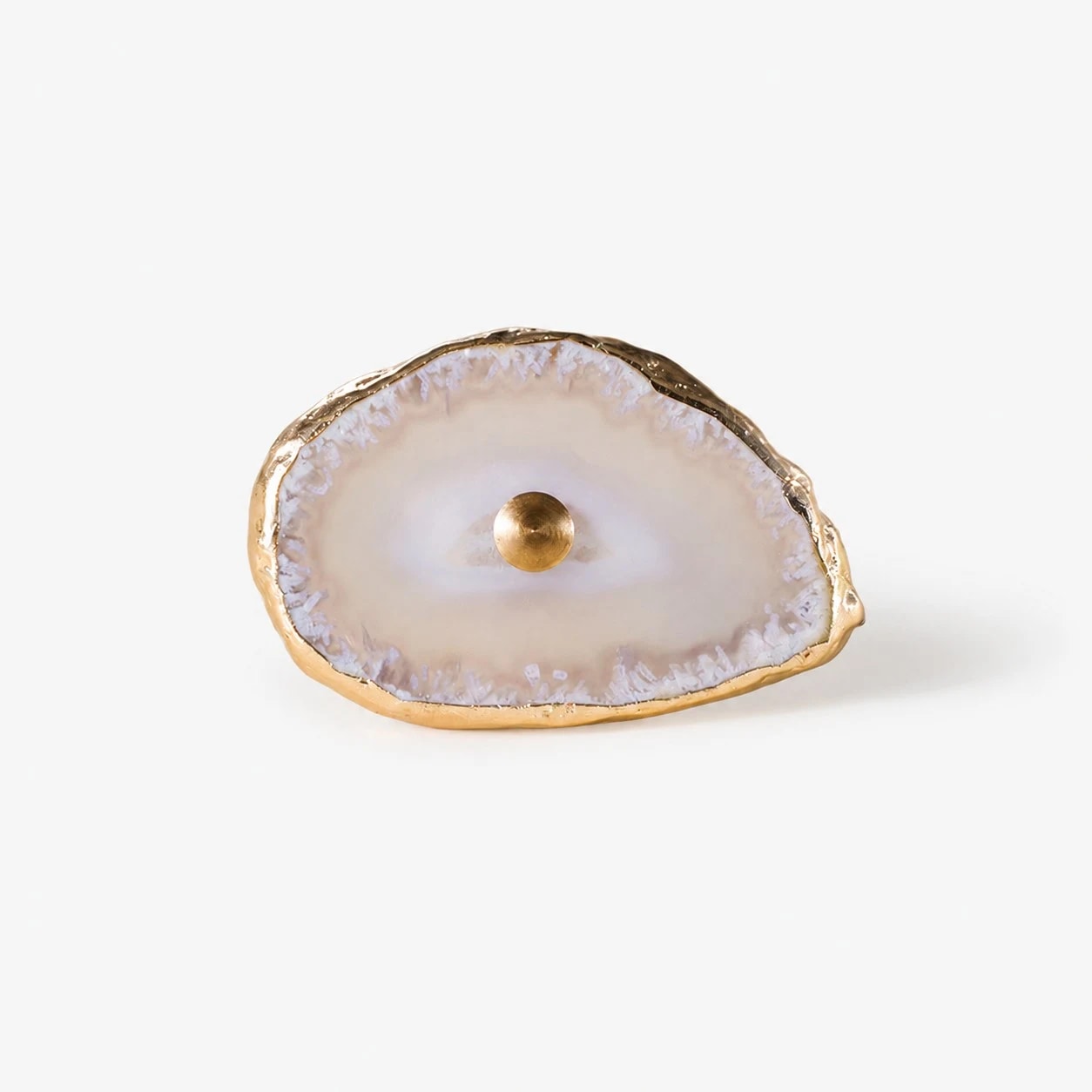 Warm gray natural agate brass cabinet pull