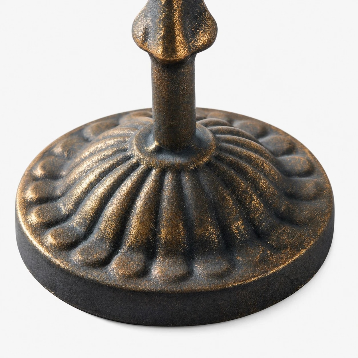 Antique bronze iron deer candle holder base detail
