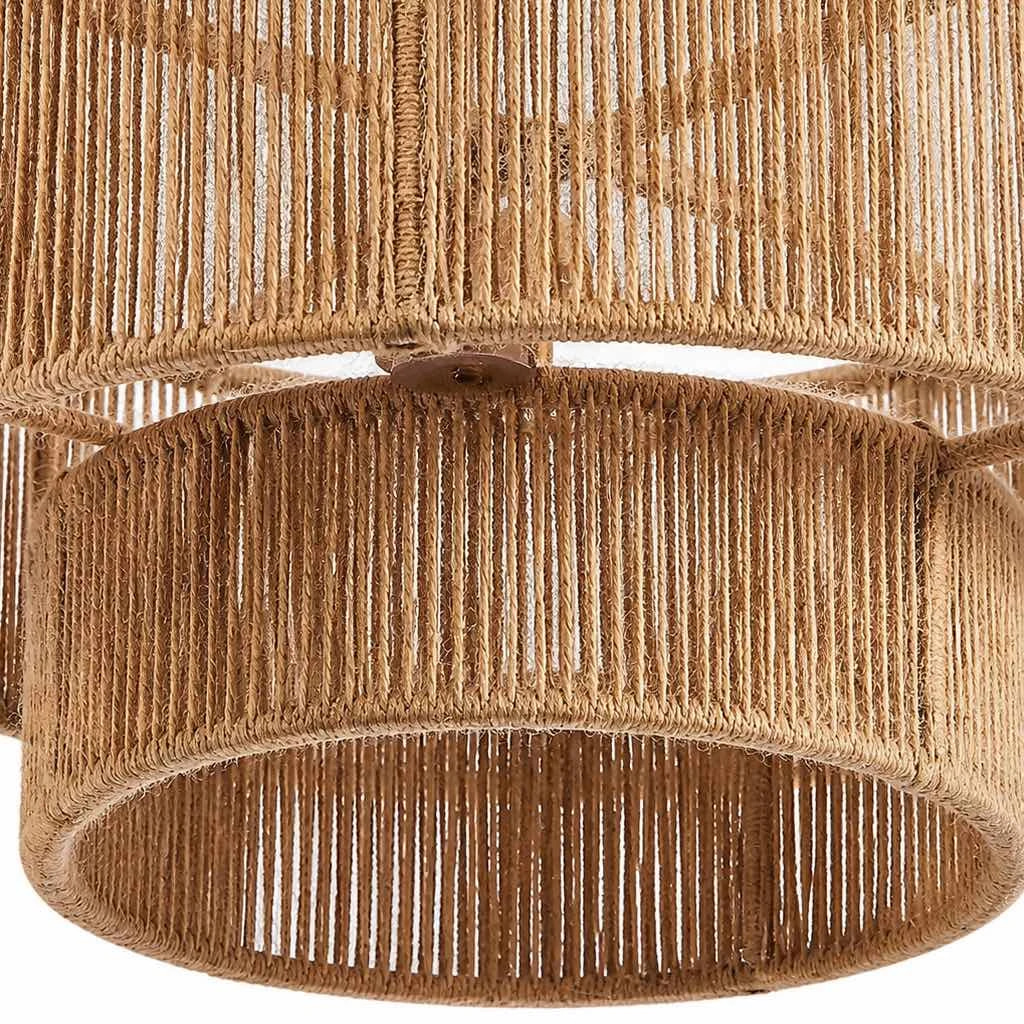 Tiered Rattan Semi-Flush Ceiling Light