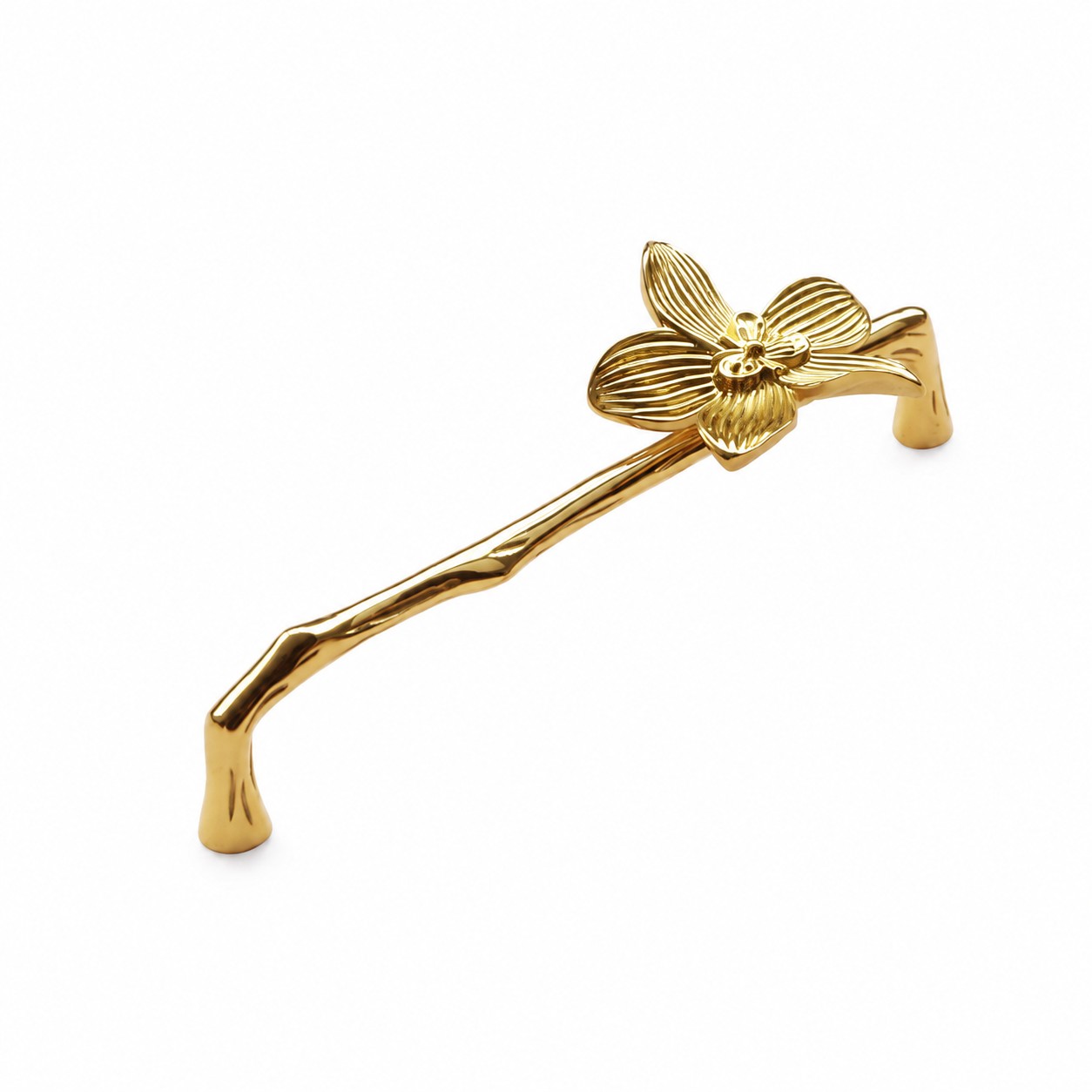 Five-petal flower brass cabinet handle with 6.3 inch and 16.0 centimeter center to center mounting