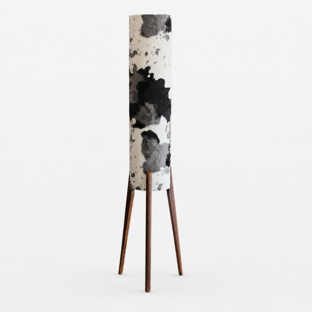 Motif vache / Tissu et bois naturel / H 125 cm / H 49,2 po