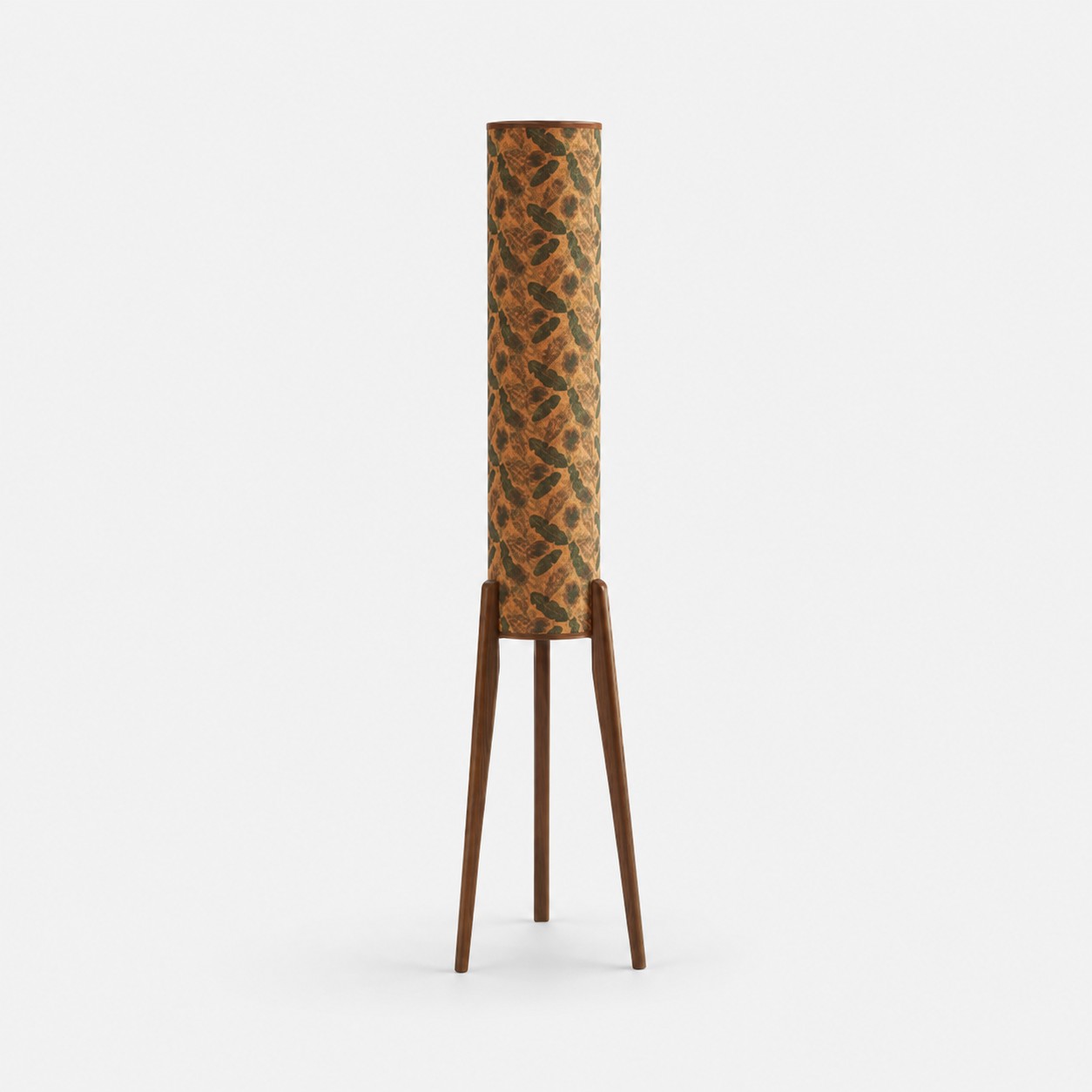 Imprimé bois / Abat-jour textile et bois naturel / H 125 cm / H 49,2 po