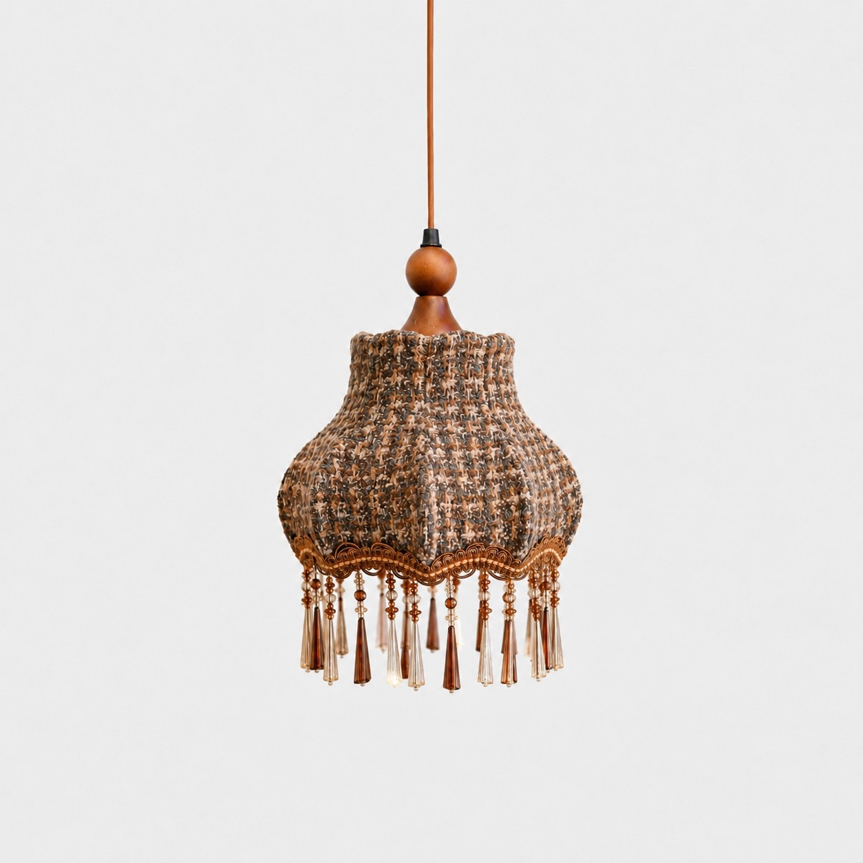 Fabric fringe pendant lamp side view