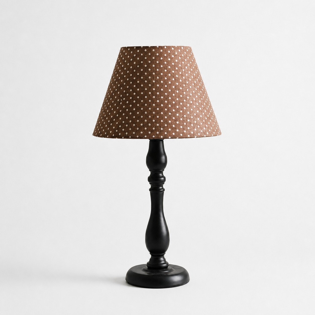 Brown Polka Dot fabric shade table lamp