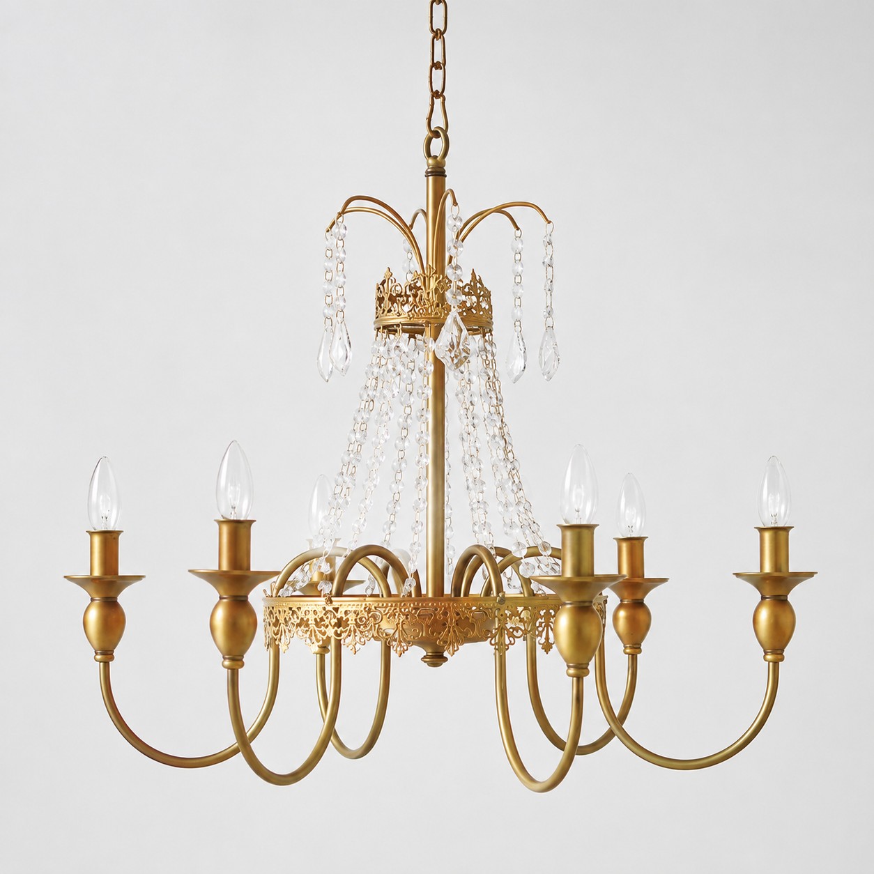 Six-light candle chandelier full view