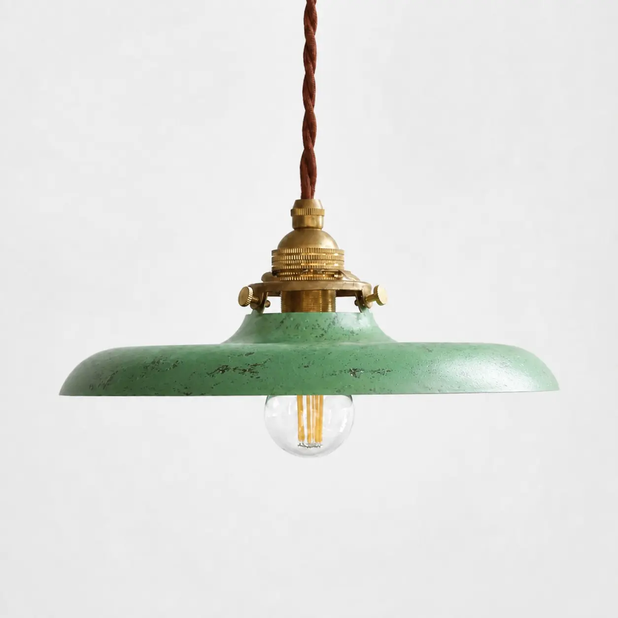 Lampada a sospensione industriale verde anticato