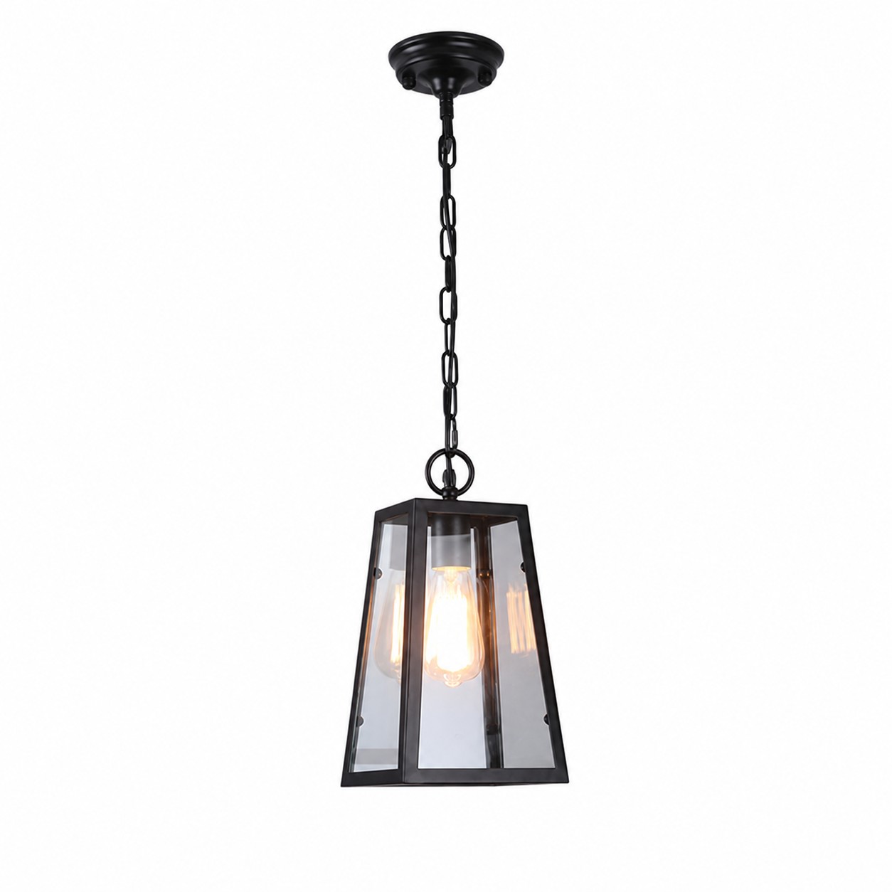 Lampadario a sospensione trapezoidale in vetro nero (solo lampadario)