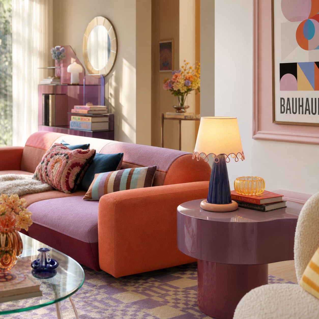 A colorful accent with a calm, collected presence 2