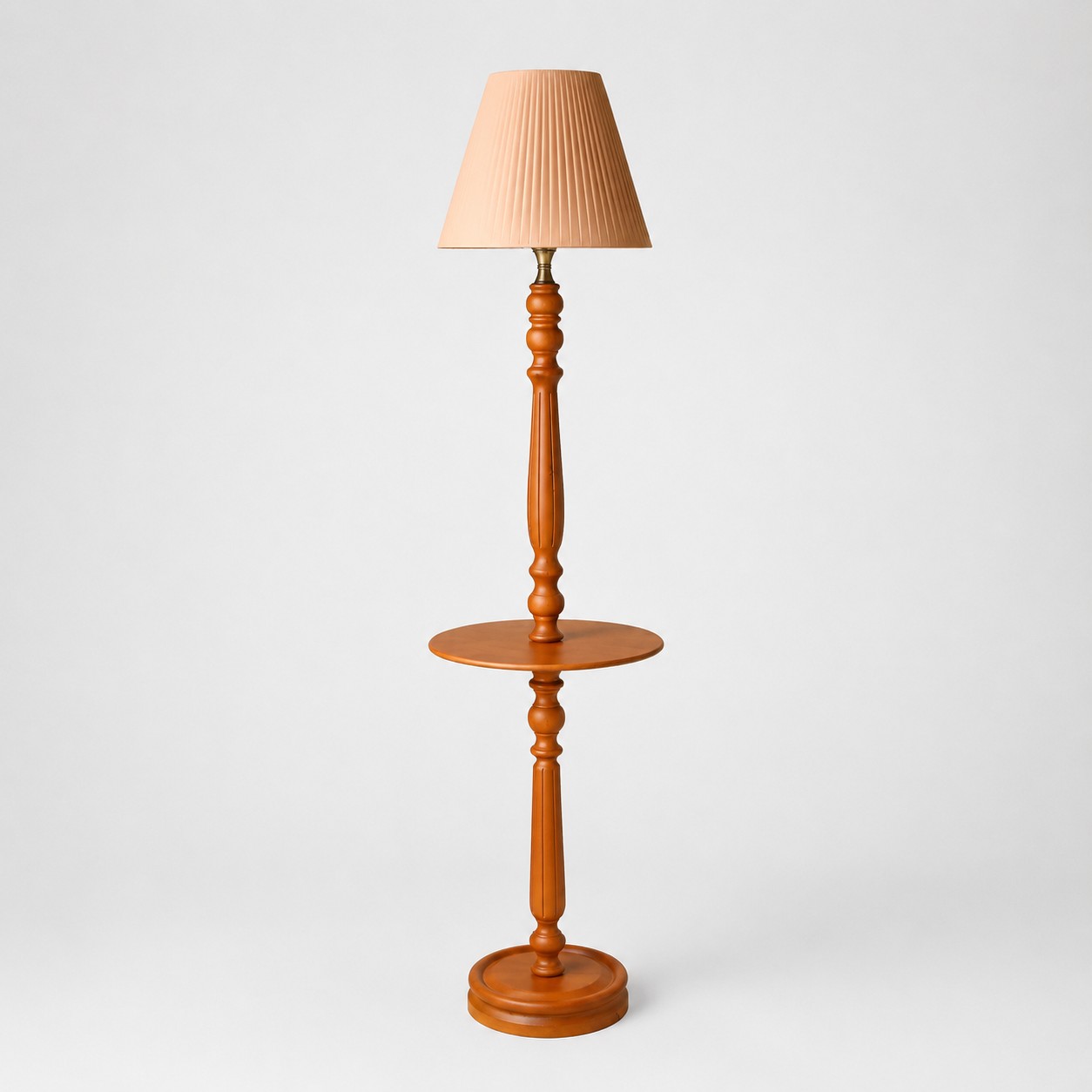 Beige pleated shade with side table