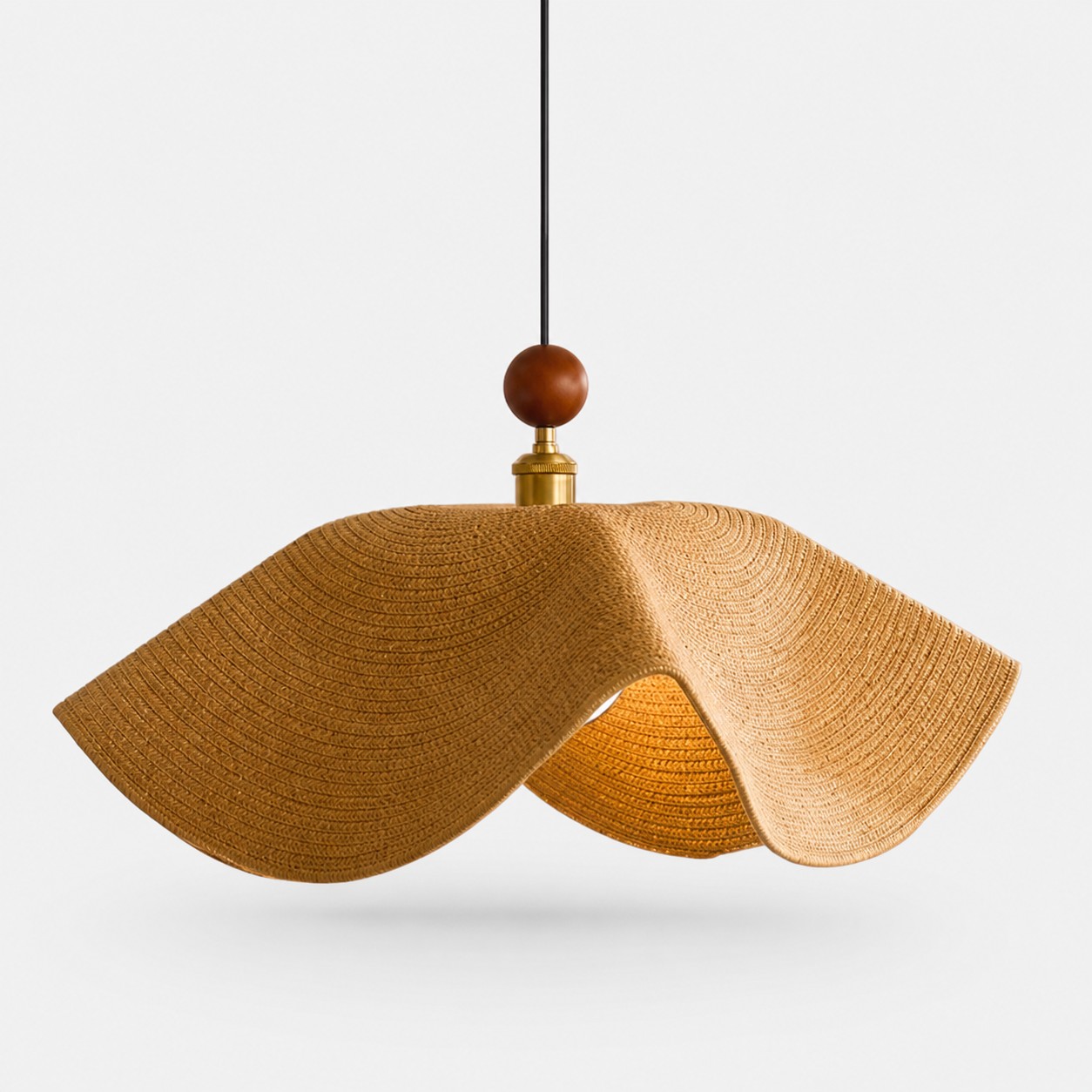 Brown woven fabric pendant lamp