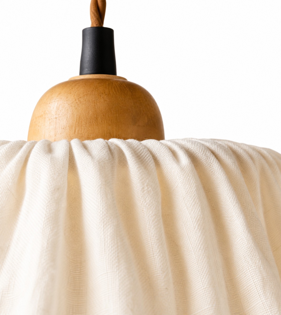 Close view of the braided cord and metal cap detail