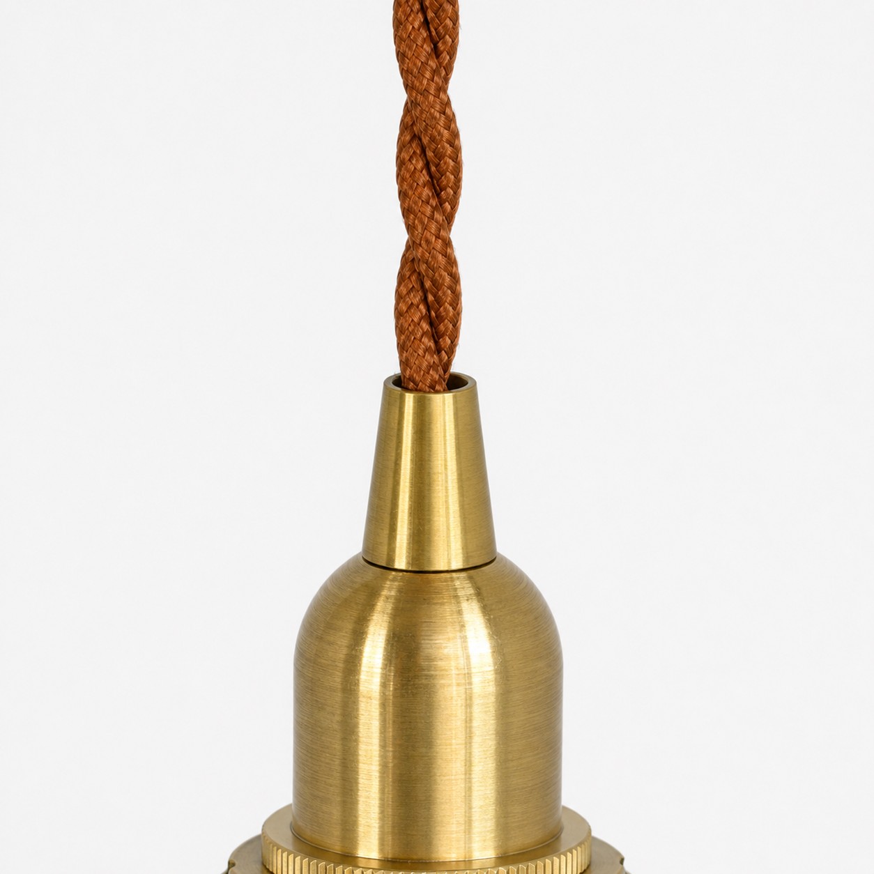 Douille de lampe couleur laiton antique et cordon de suspension tressé