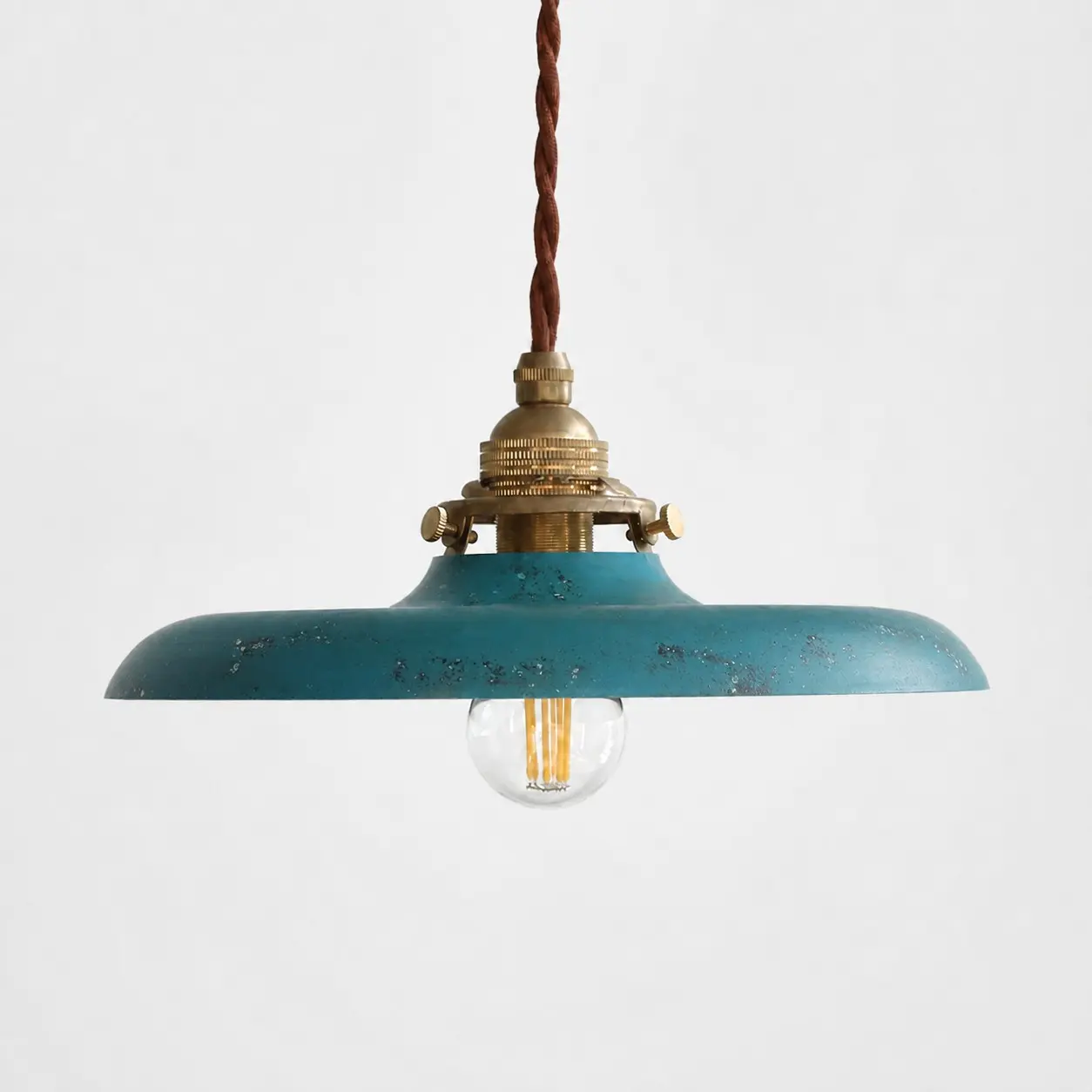 Lampada a sospensione industriale blu effetto invecchiato
