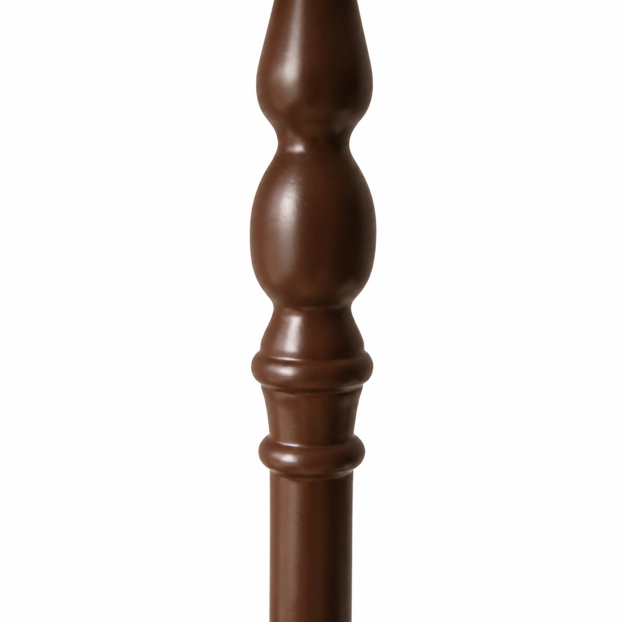Turned column and frame detail of the fabric shade floor lamp