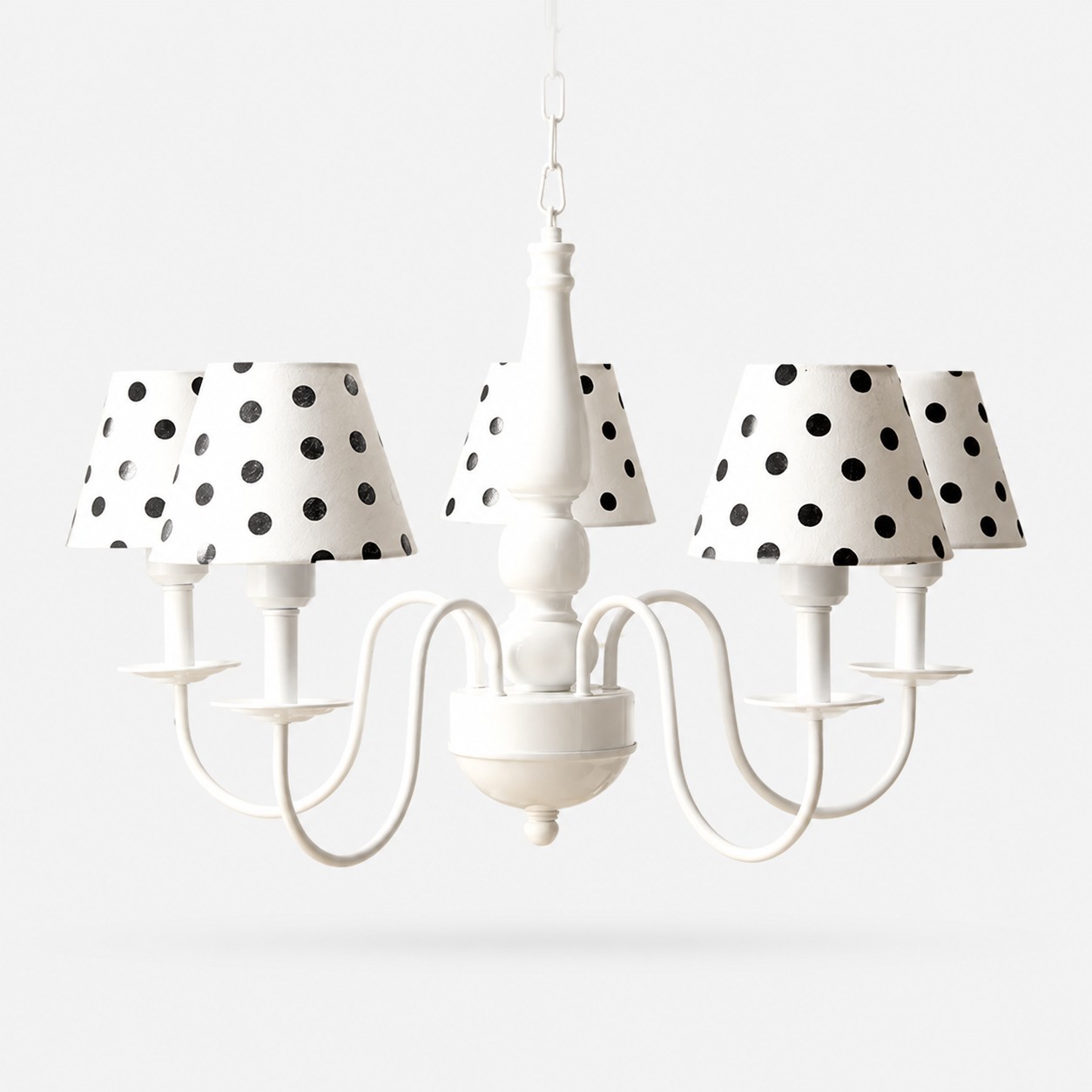 Black Polka Dot fabric shade chandelier