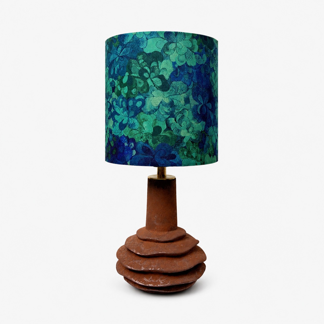 Lampada da tavolo in ceramica con paralume in tessuto fantasia 4