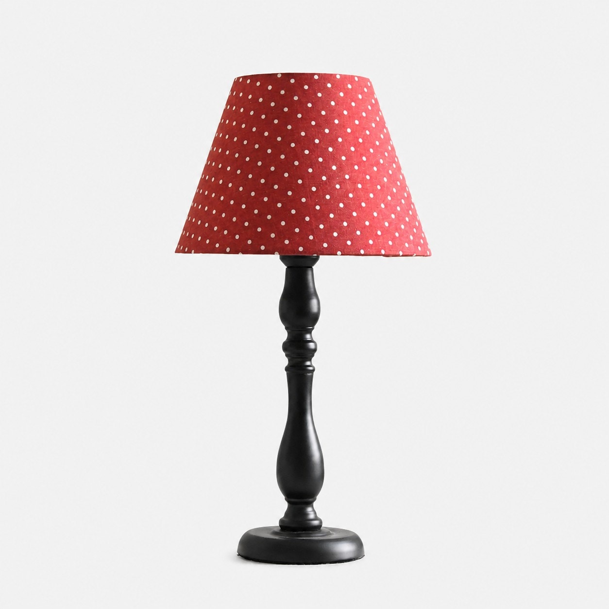 Vintage Red Dot fabric shade table lamp
