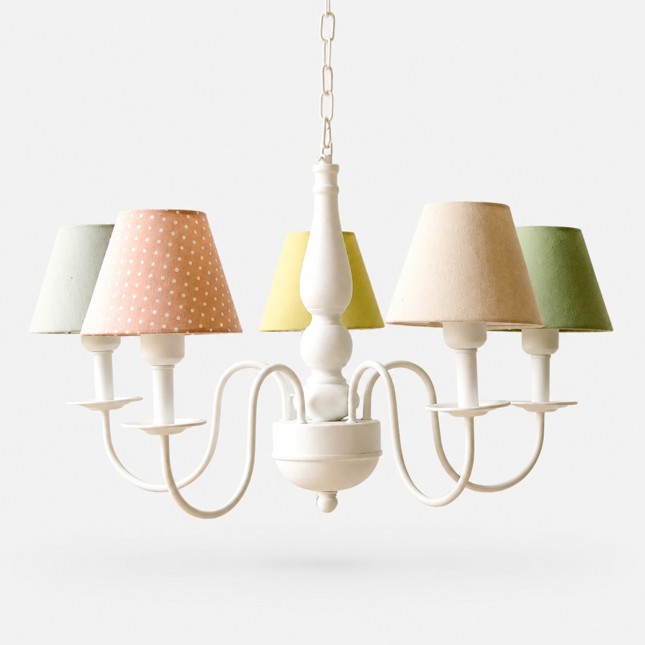 Pastel Mix fabric shade chandelier