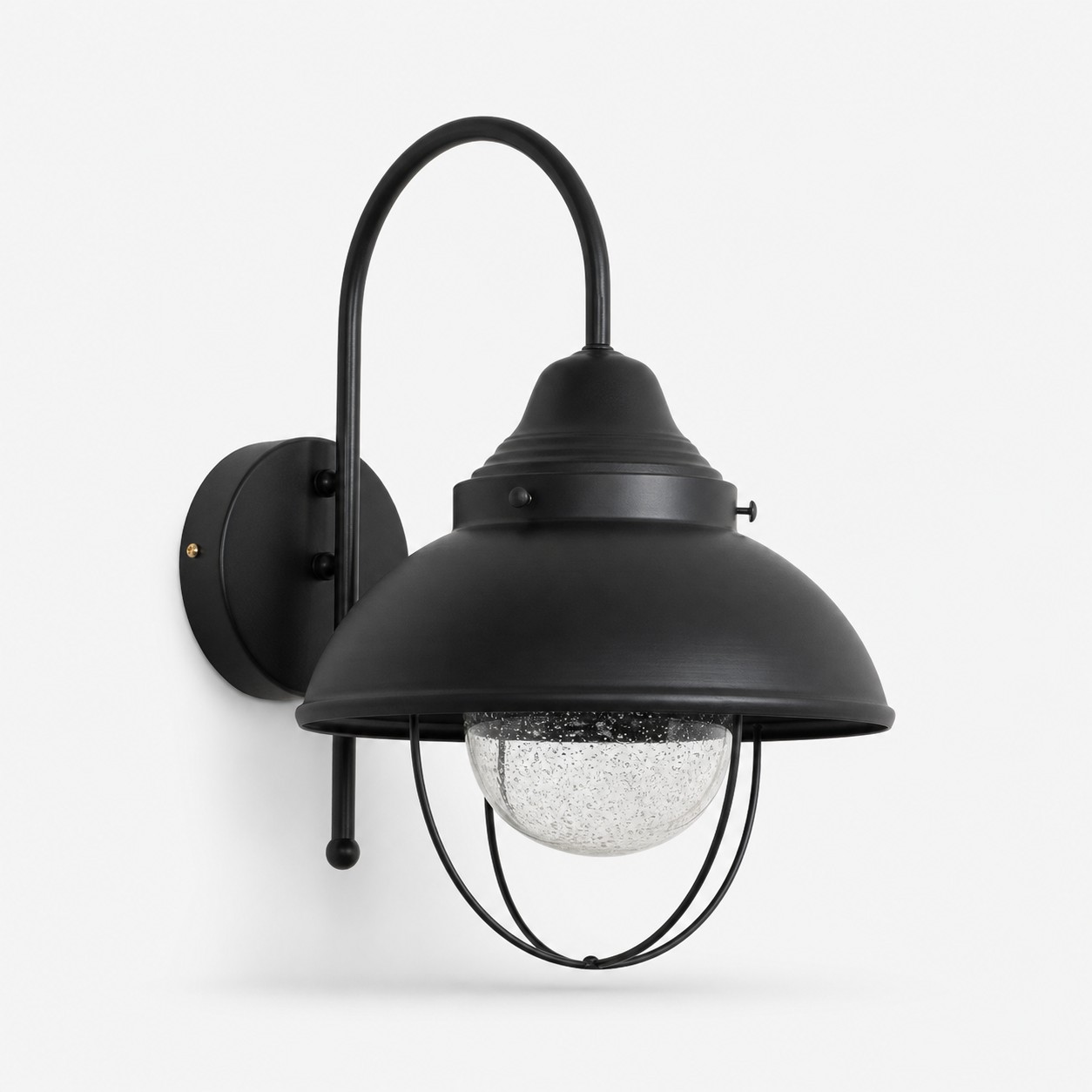 Lampada da parete vintage completa in vetro nero con bollicine.