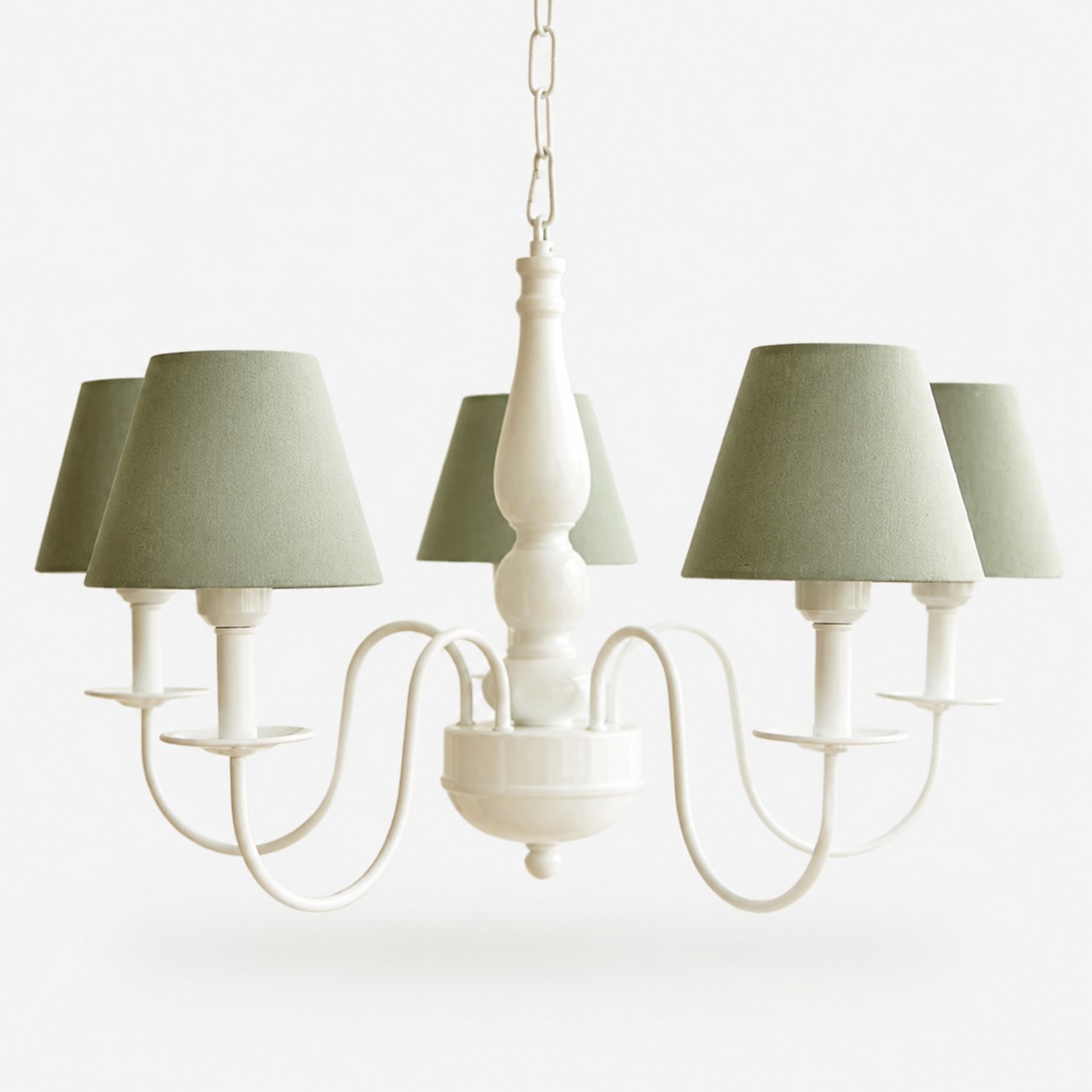 Sage Green fabric shade chandelier