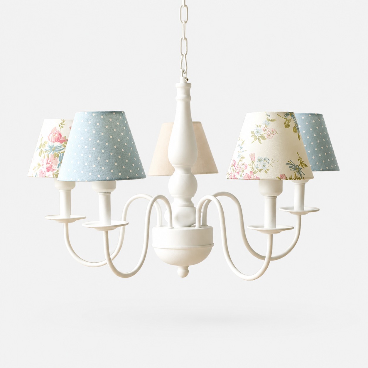 Blue Patchwork fabric shade chandelier