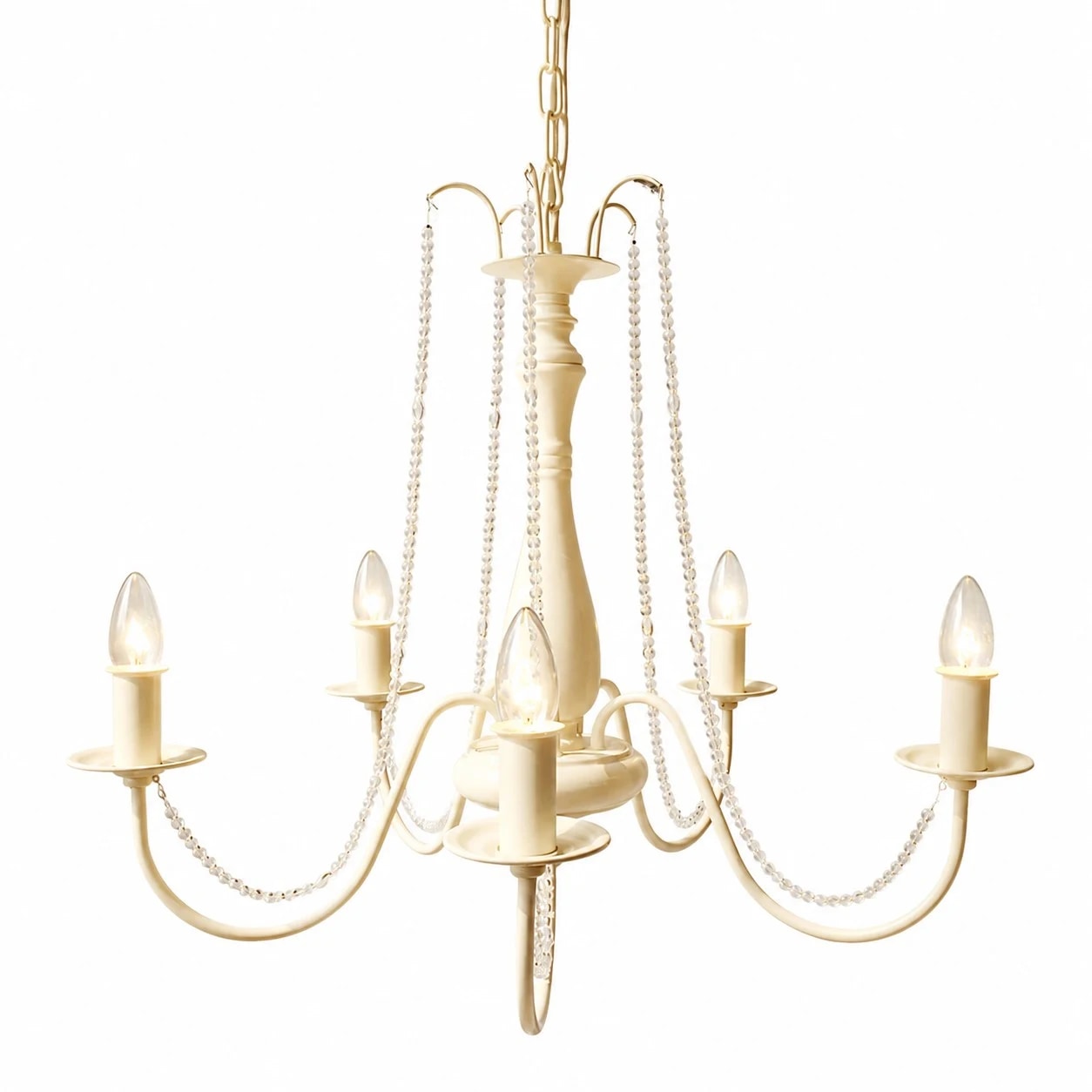Lustre vintage de cristal com 5 lâmpadas e 66 cm (imagem do produto)