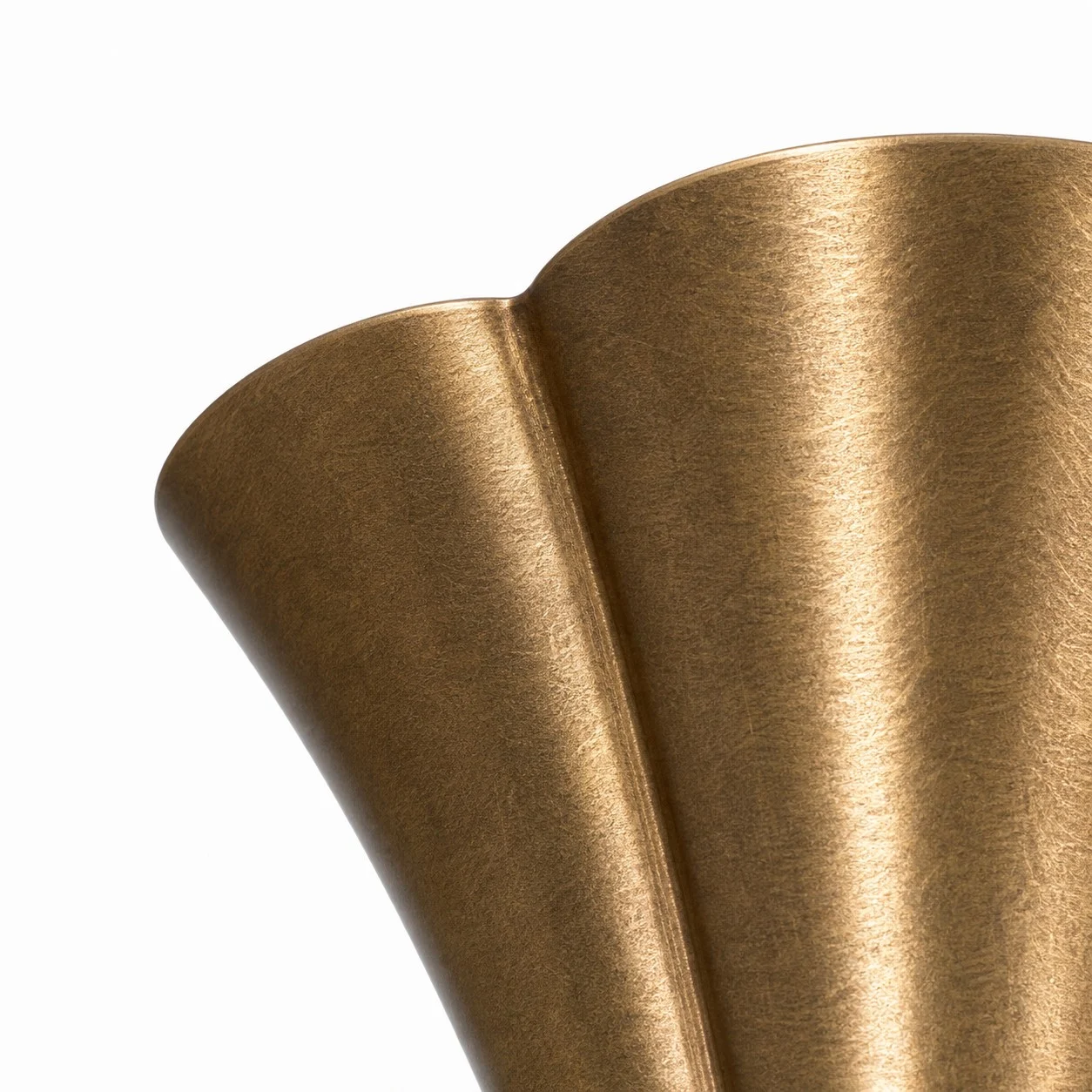 Close view of the brushed brass finish on the trumpet shade