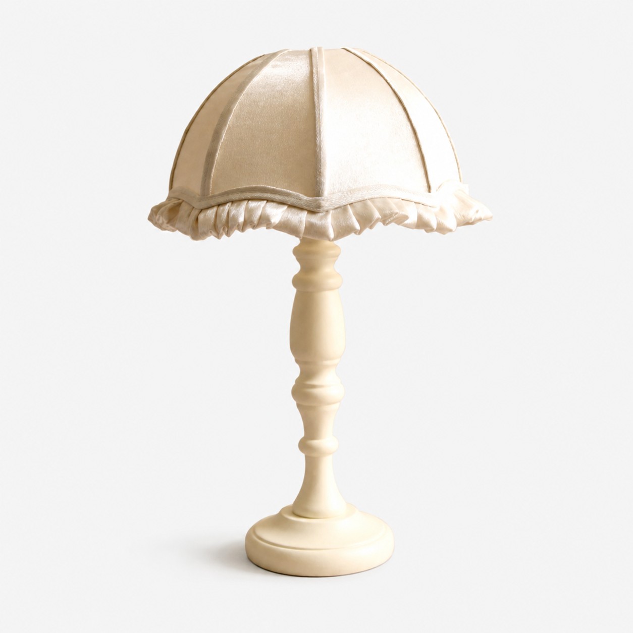 Cream color fabric shade wood table lamp