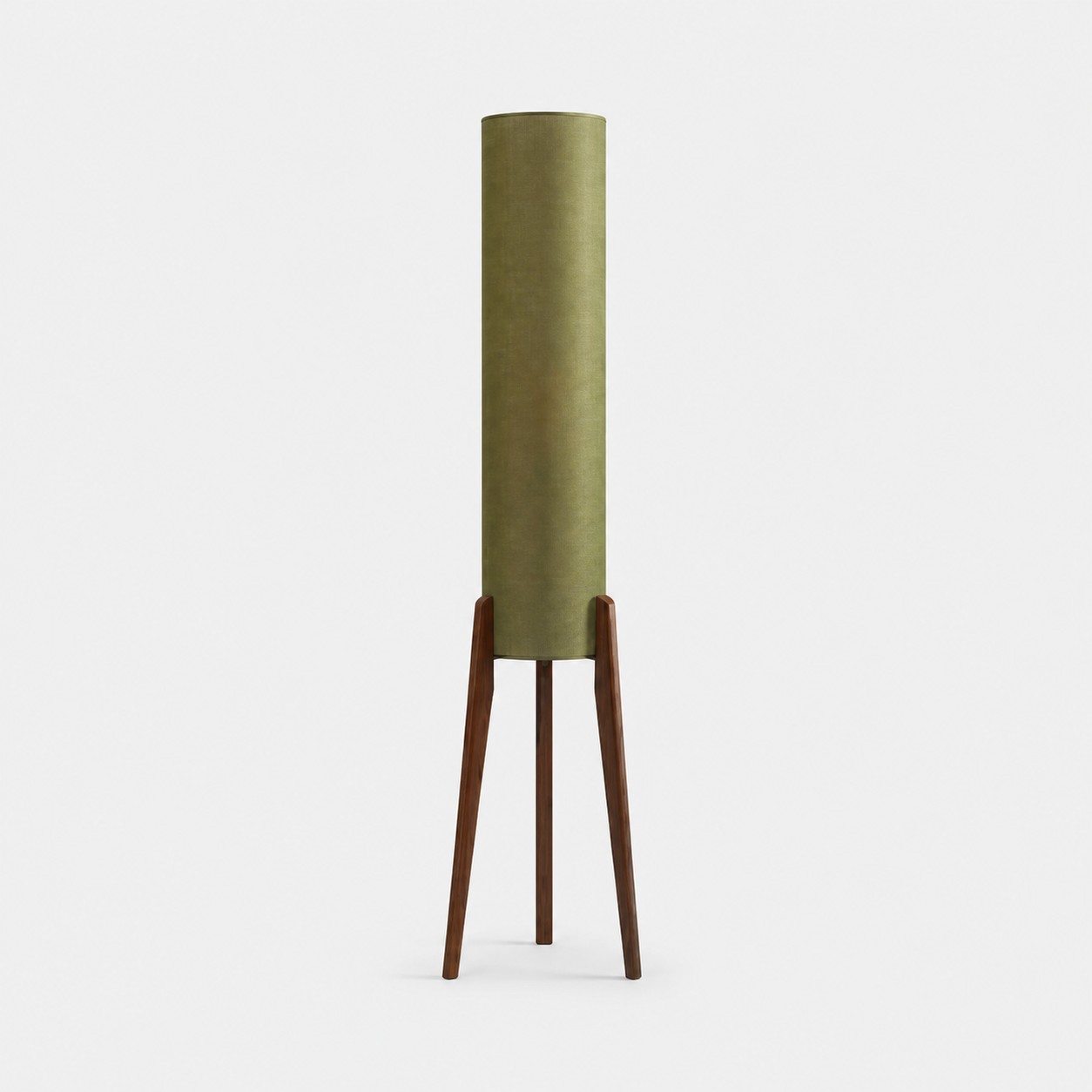 Vert kaki / Abat-jour textile et bois naturel / H 125 cm / H 49,2 po