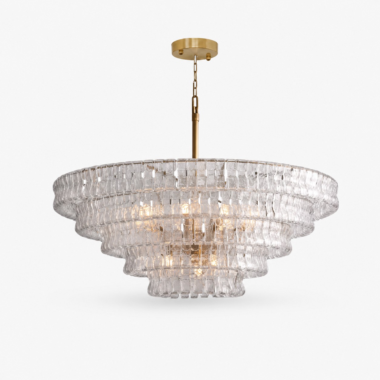 Lampadario francese vintage in vetro ondulato con vetro fumé Ø120 × H45 cm / Ø47,2 × H17,7 pollici