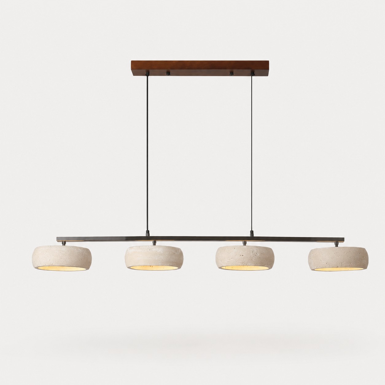 Varm beige / Travertin och elektropläterad metall / L 115 cm × H 11 cm