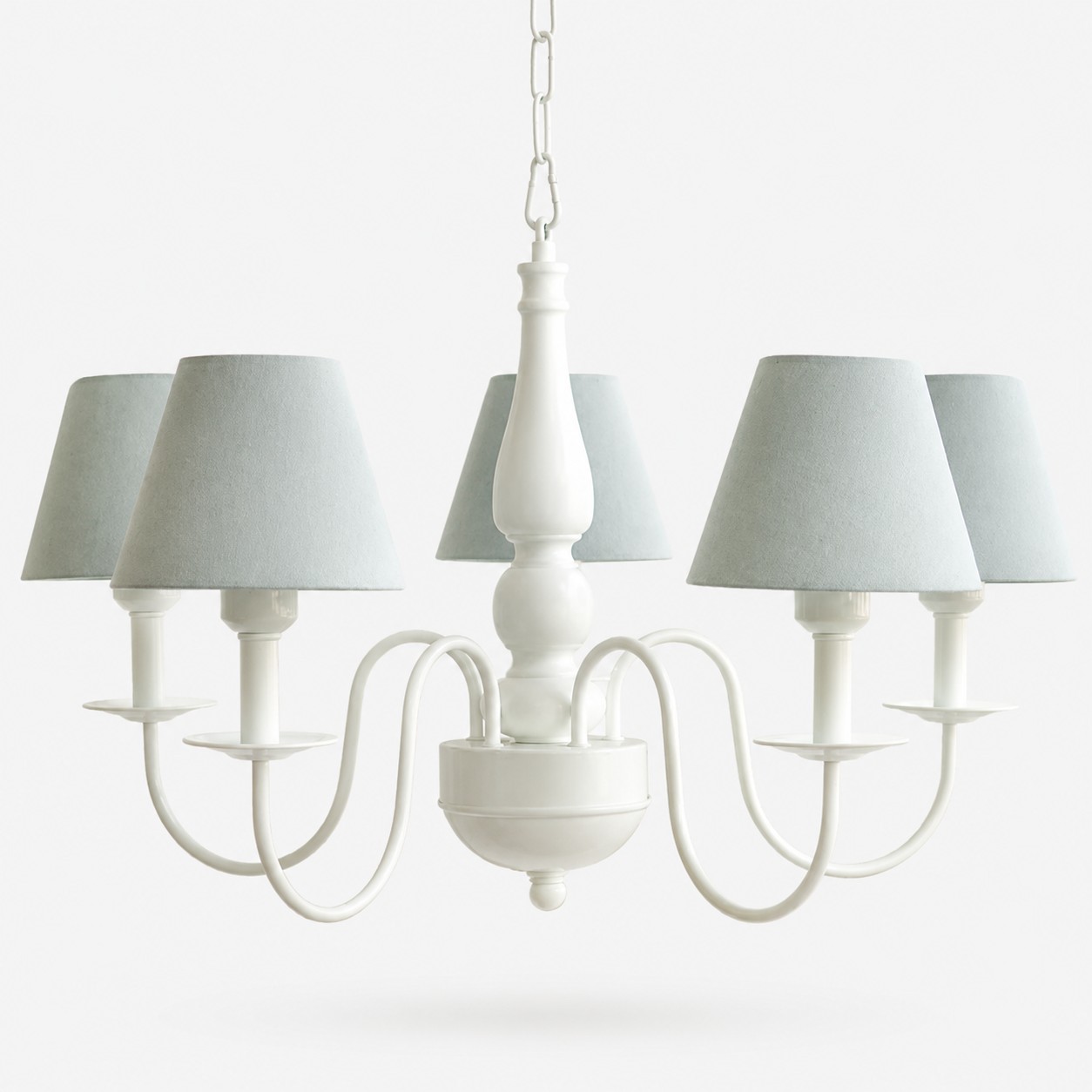Mist Blue fabric shade chandelier