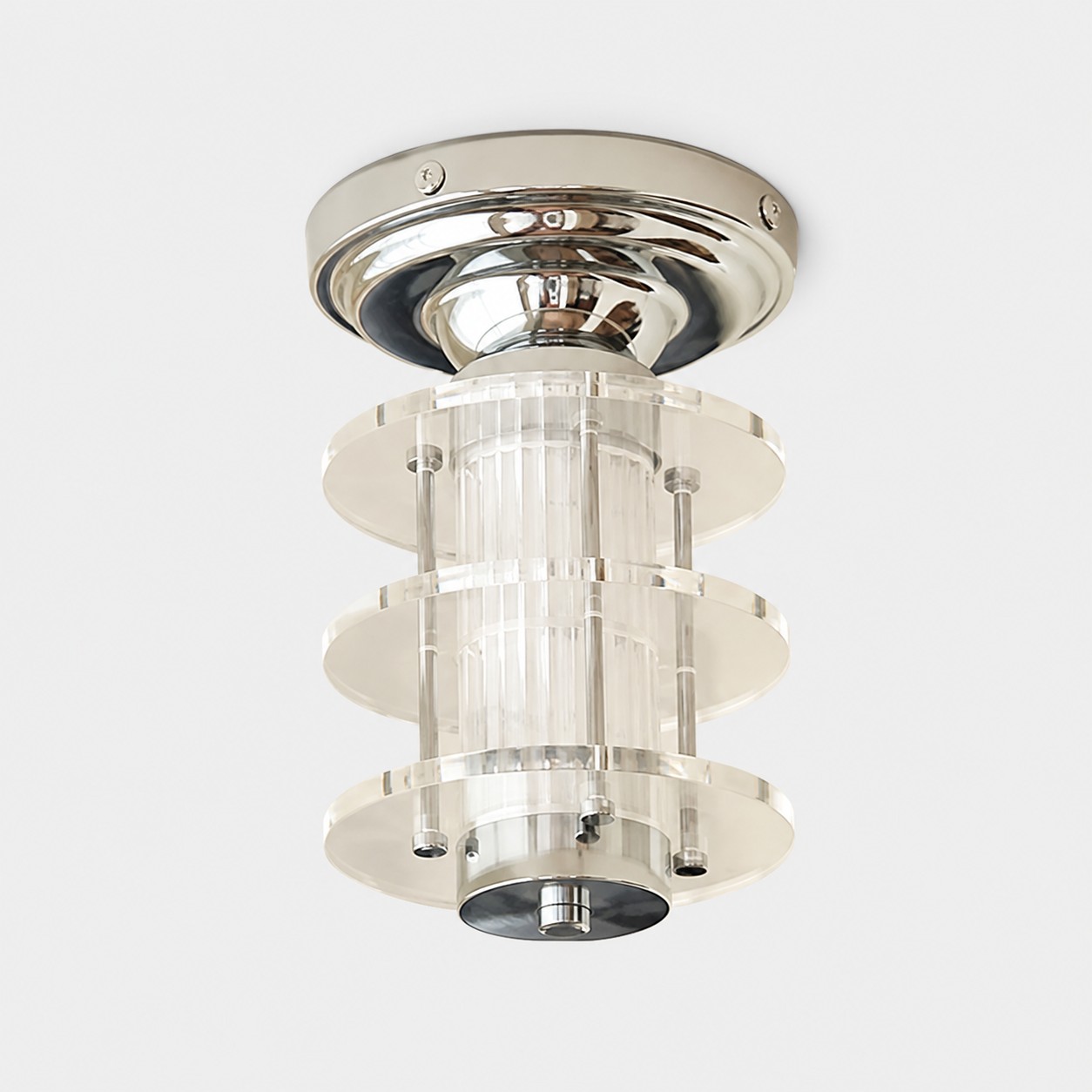 Imagen de lámpara de techo redonda/de acrílico transparente + cromo estilo Bauhaus