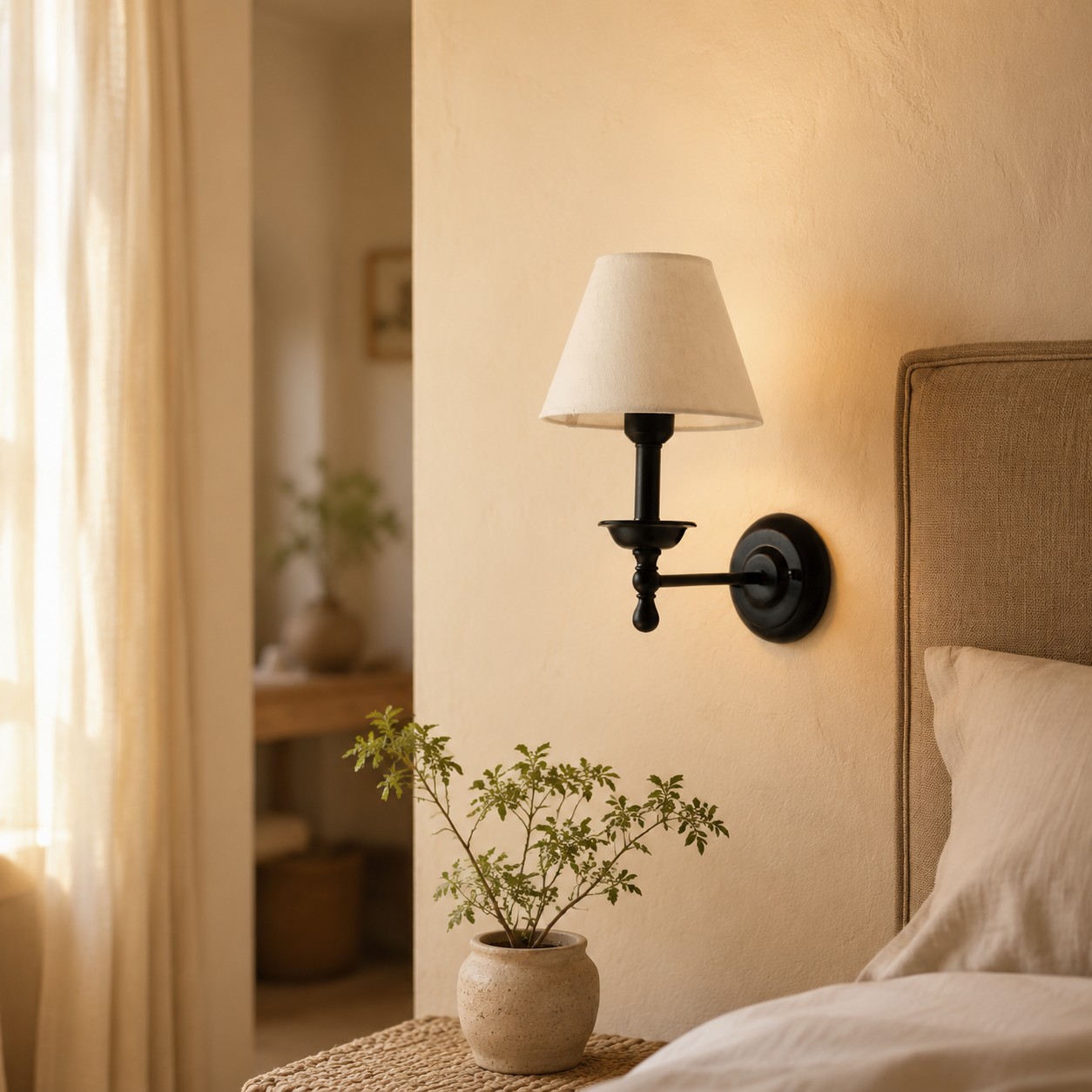 Soft vintage character for bedside walls, hallways, and quiet corners.