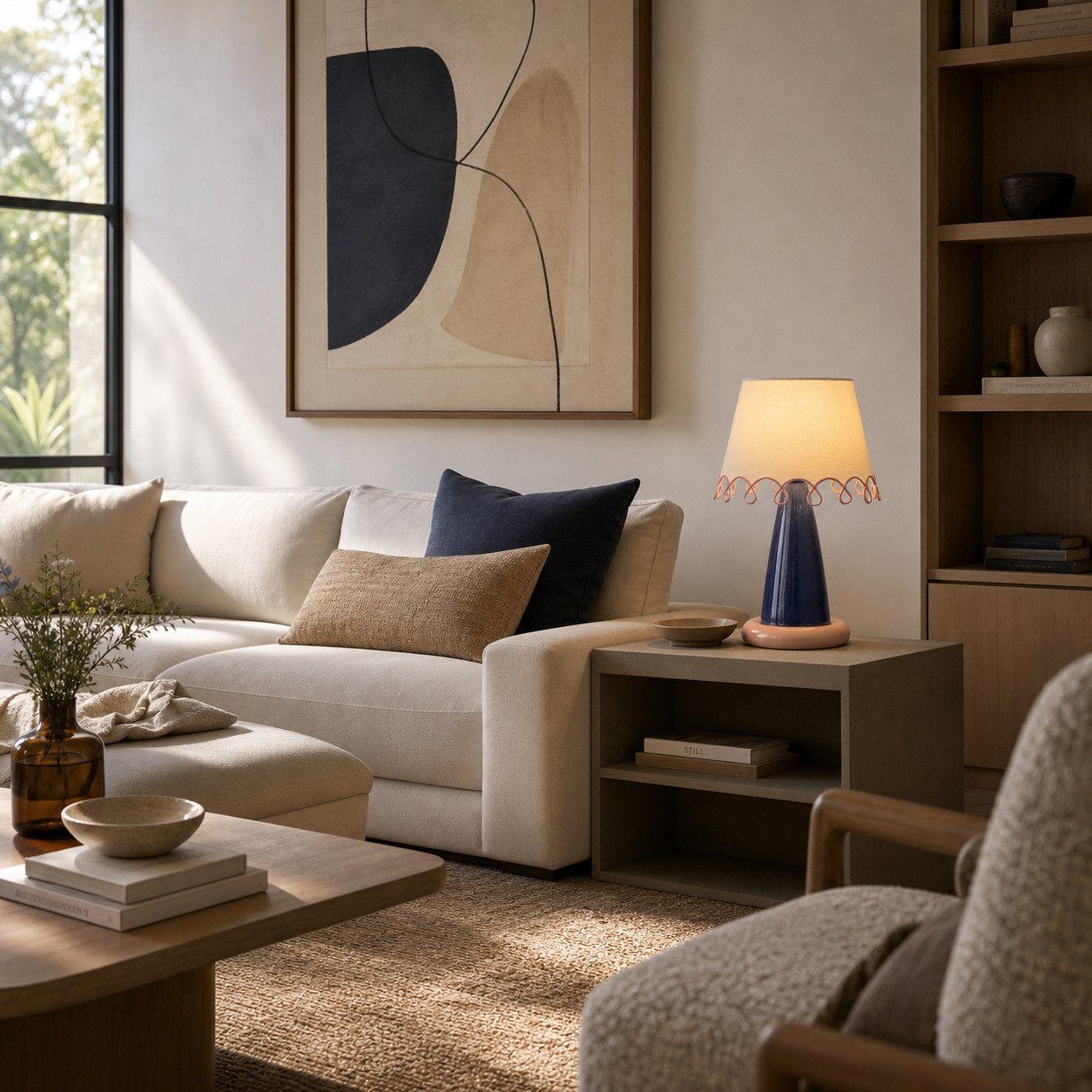 A colorful accent with a calm, collected presence 3