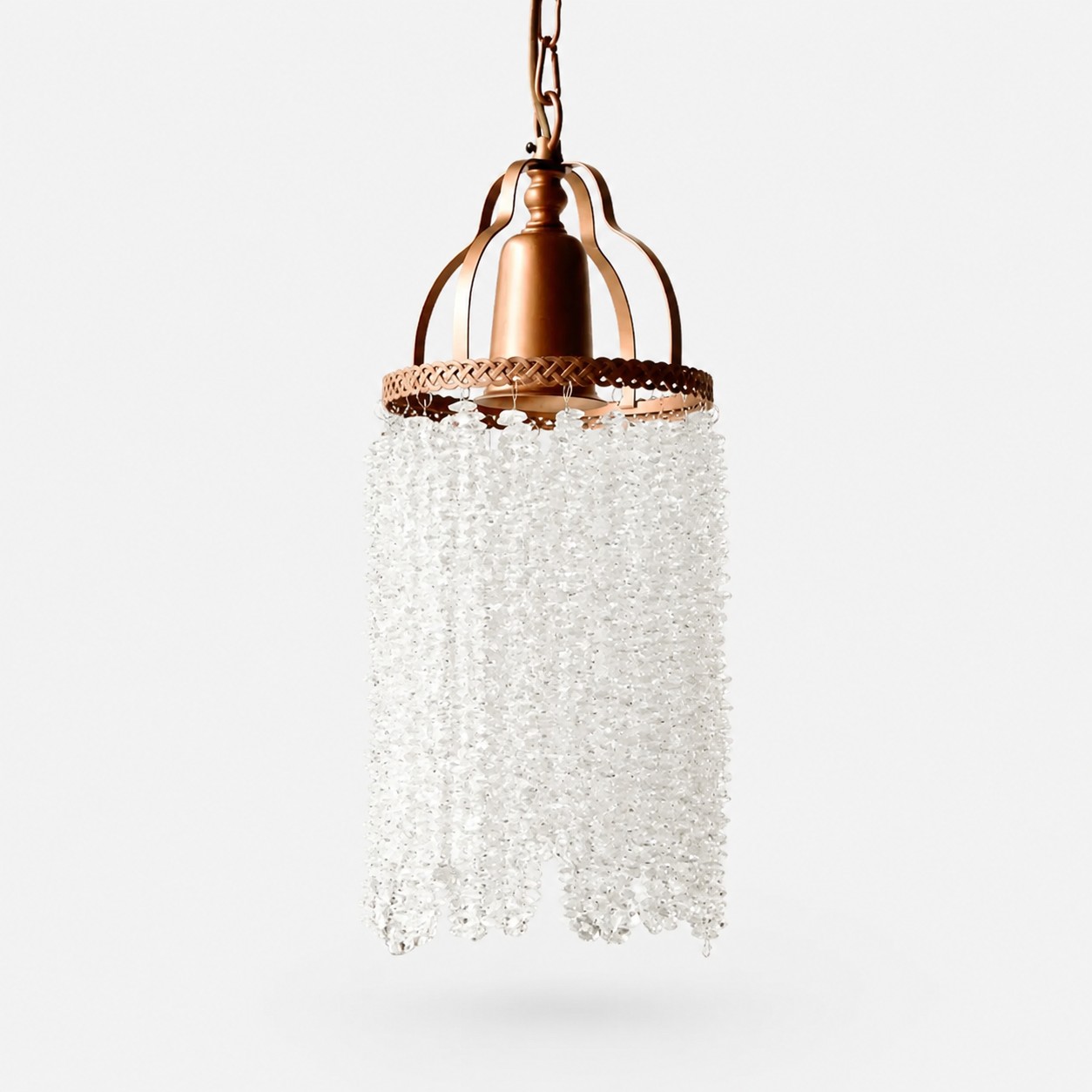 Small vintage crystal fringe pendant chandelier