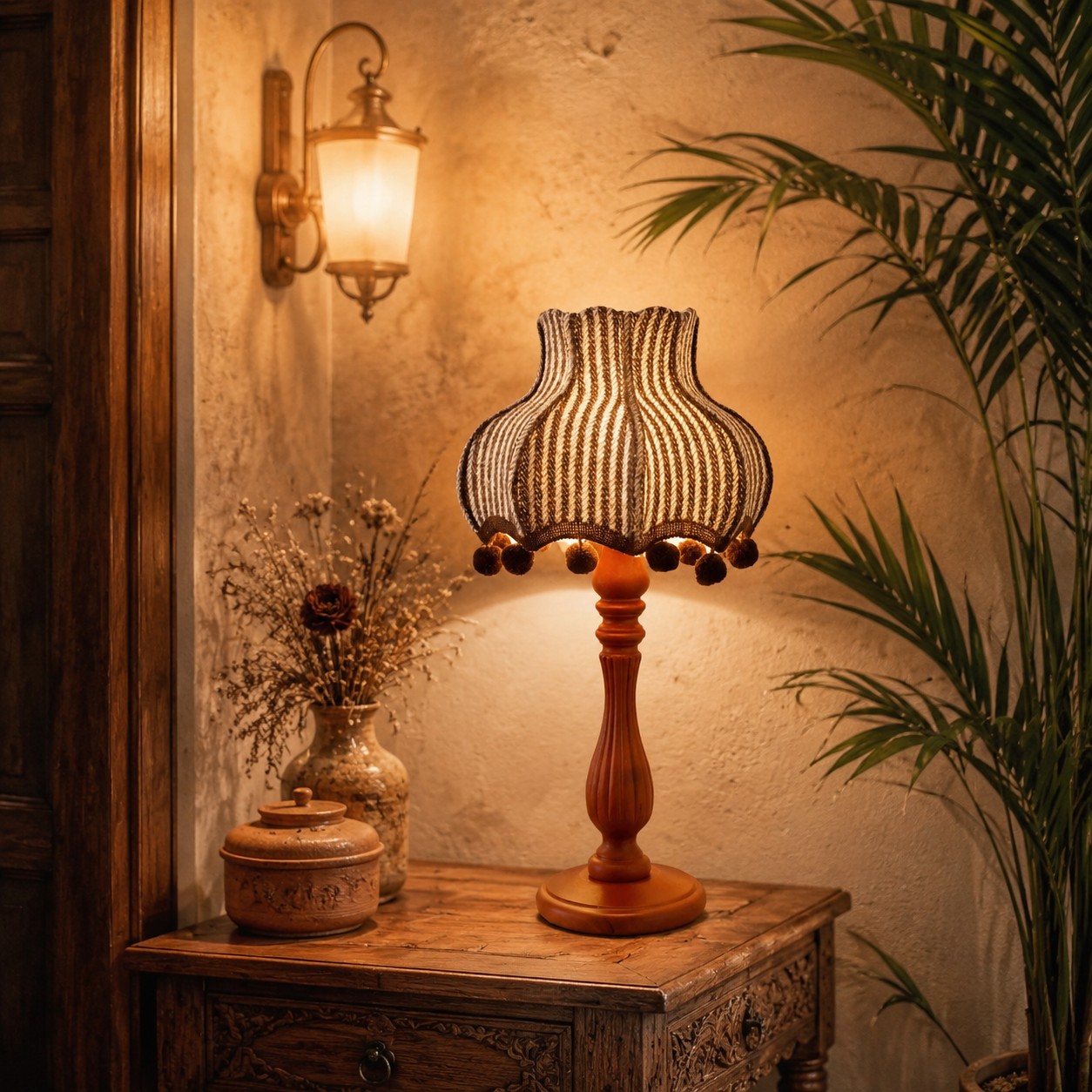 A soft old-world accent for bedrooms, side tables, and relaxed reading corners.