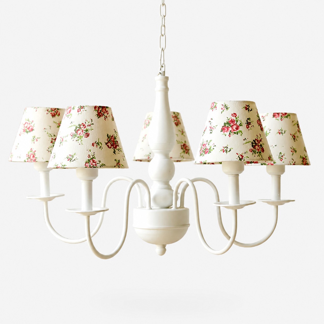Mini Rose fabric shade chandelier