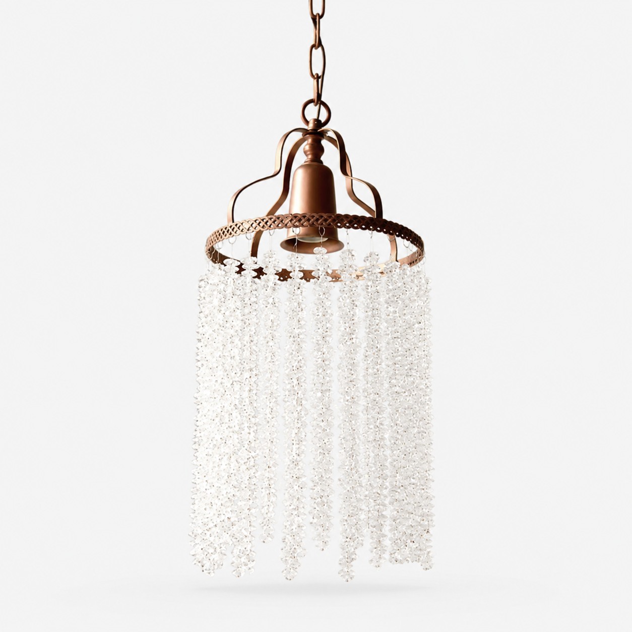 Large vintage crystal fringe pendant chandelier