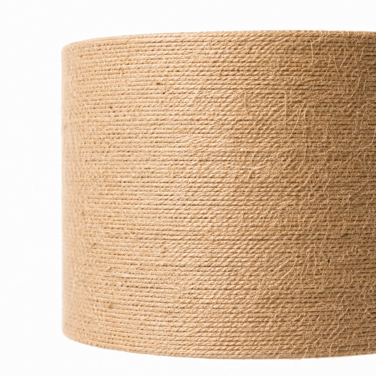 Close view of the woven jute lampshade texture