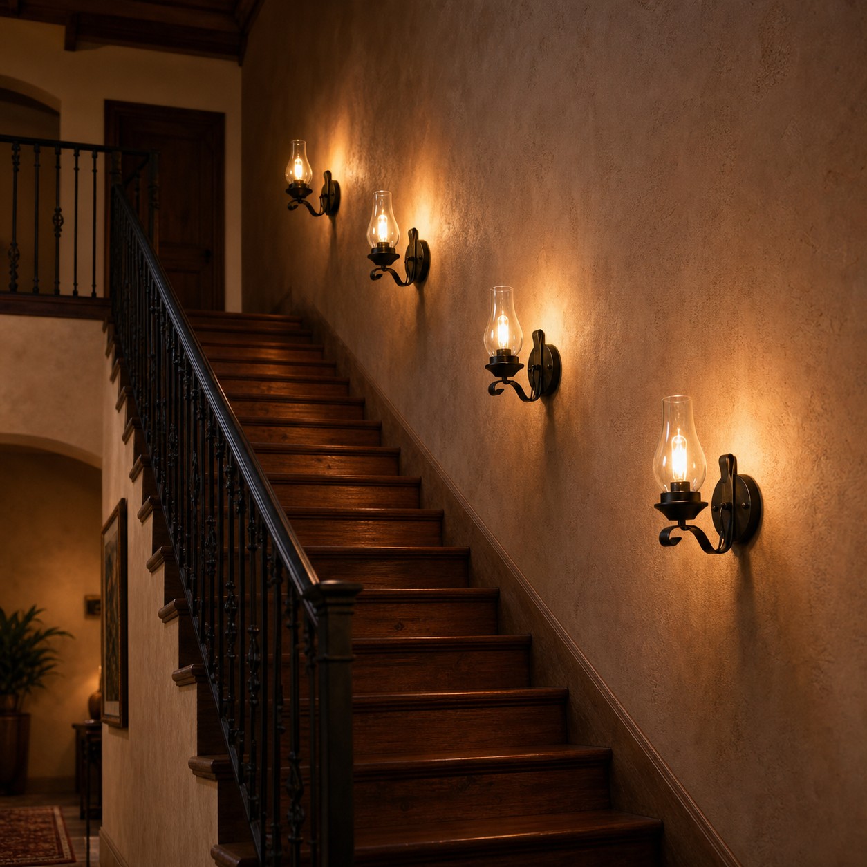 A Warm Industrial Accent for Hallways, Bedside Corners, and Stair Walls.