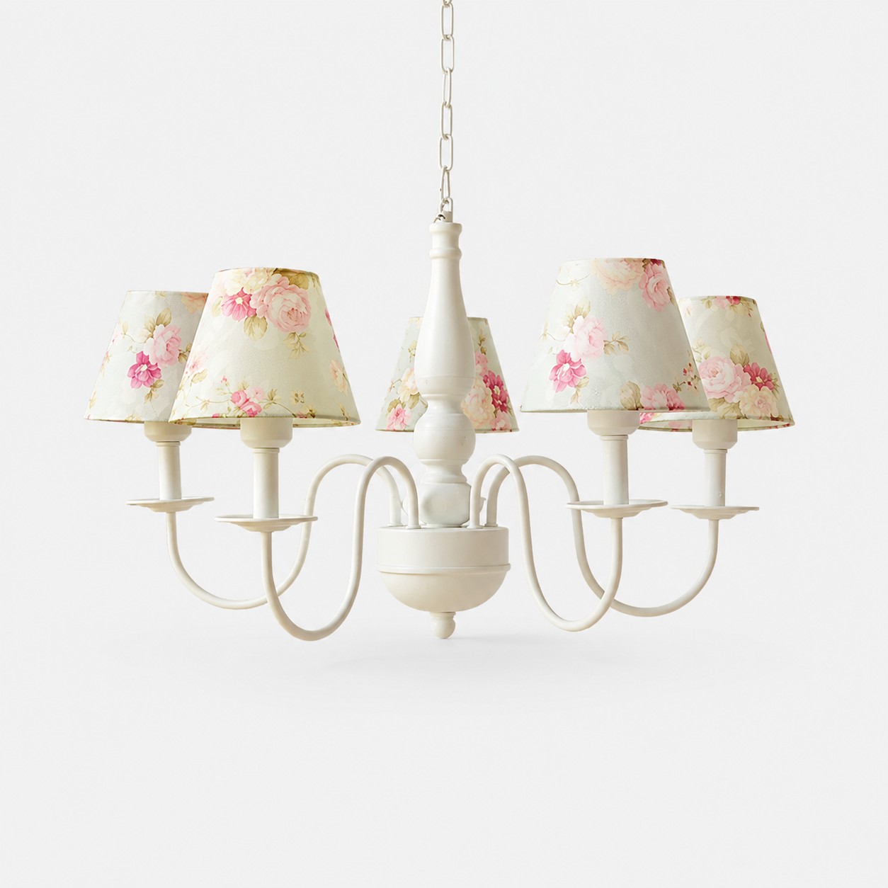 Country Rose fabric shade chandelier